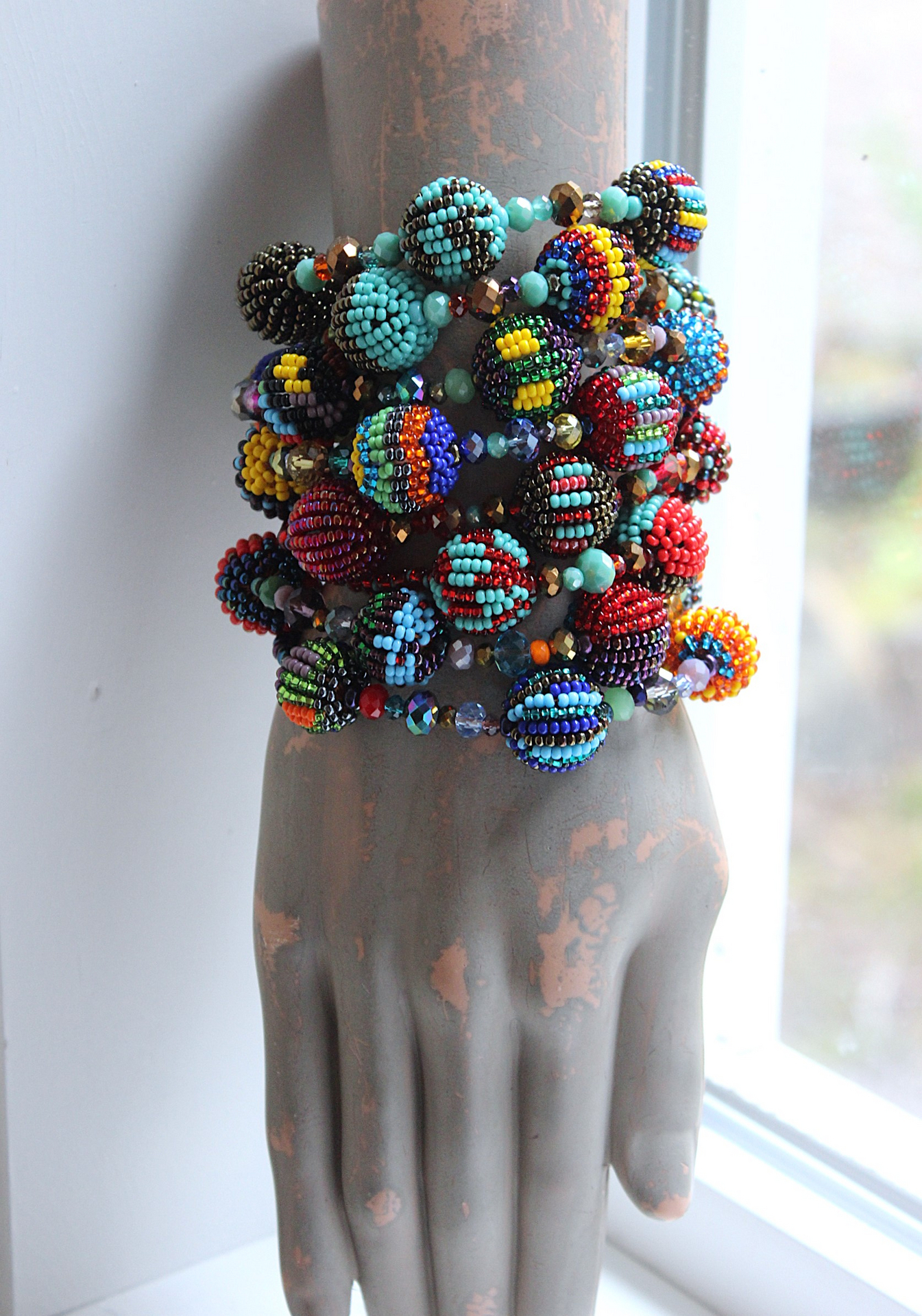 5 Piece Hand Made Seed and Glass Bead Bracelet and Necklace Set with Strong Magnetic Closures- can be connected to any desired length!