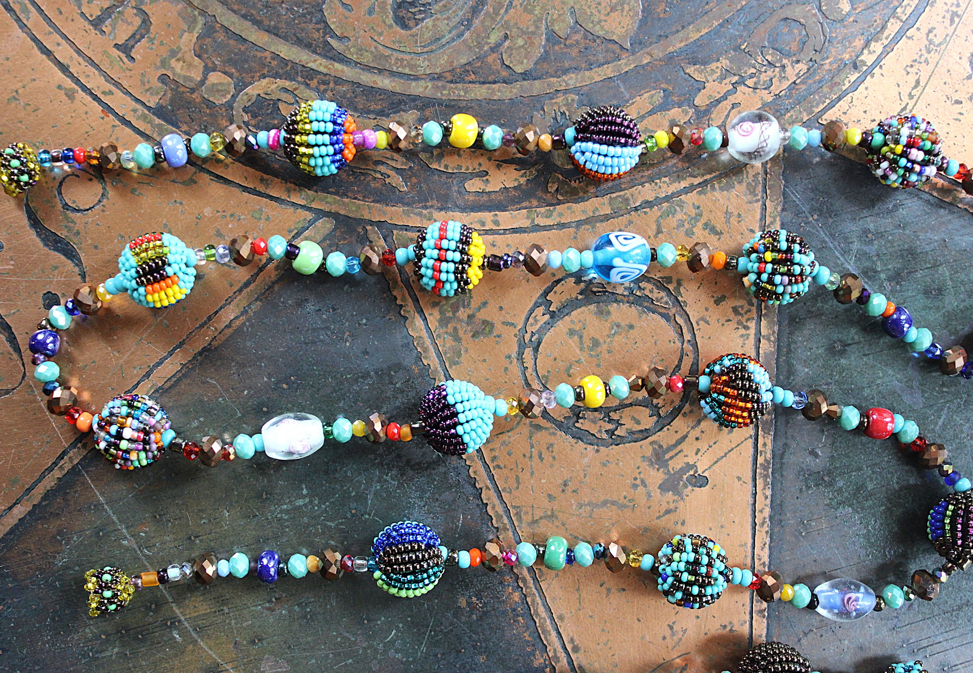 5 Piece Hand Made Seed and Glass Bead Bracelet and Necklace Set with Strong Magnetic Closures- can be connected to any desired length!