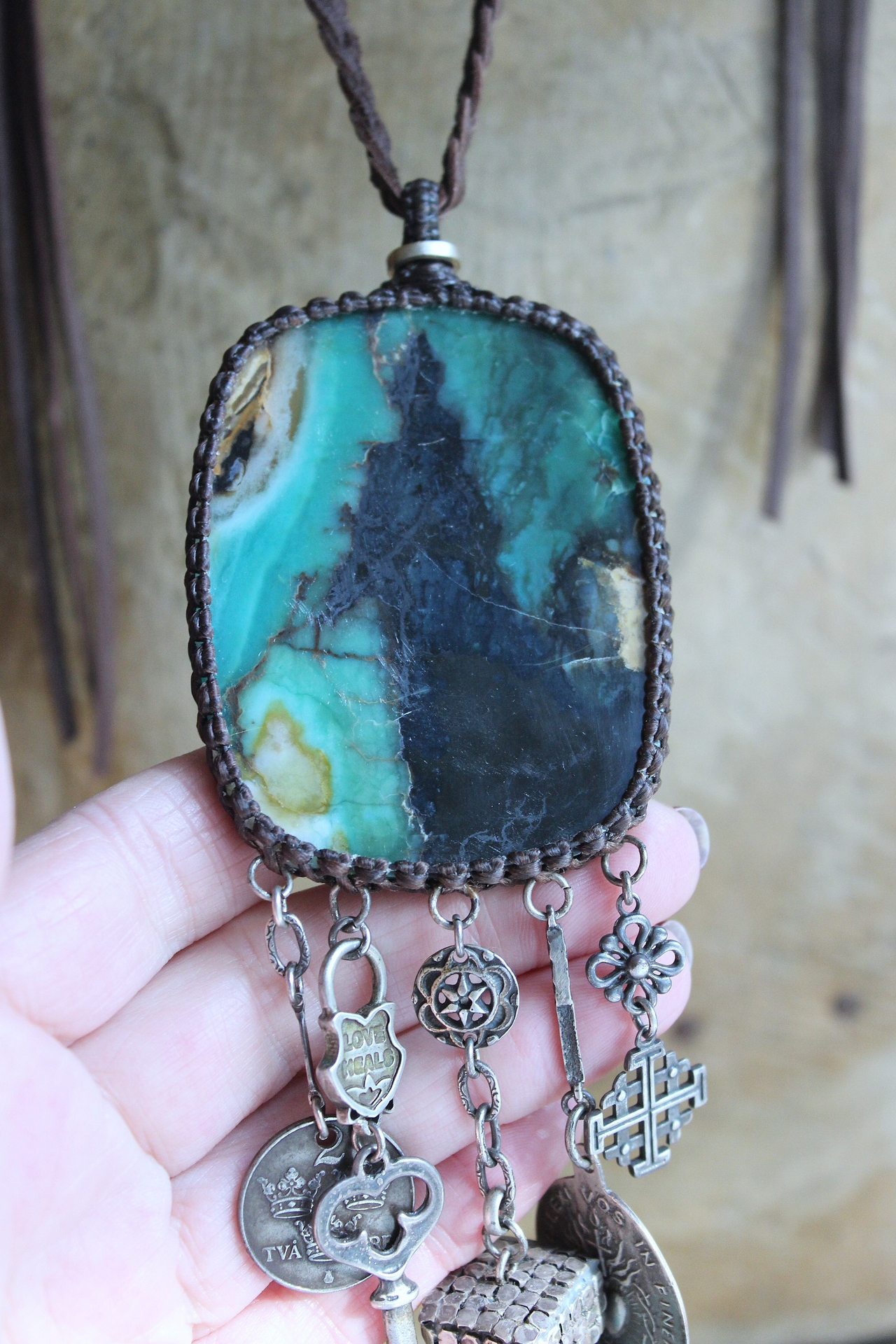 I Loved you to the End Necklace with Rare Quality Opalized Petrified Wood Pendant, SUPER RARE 1791 I Loved you to the End Sacred Heart Medal & Much More!