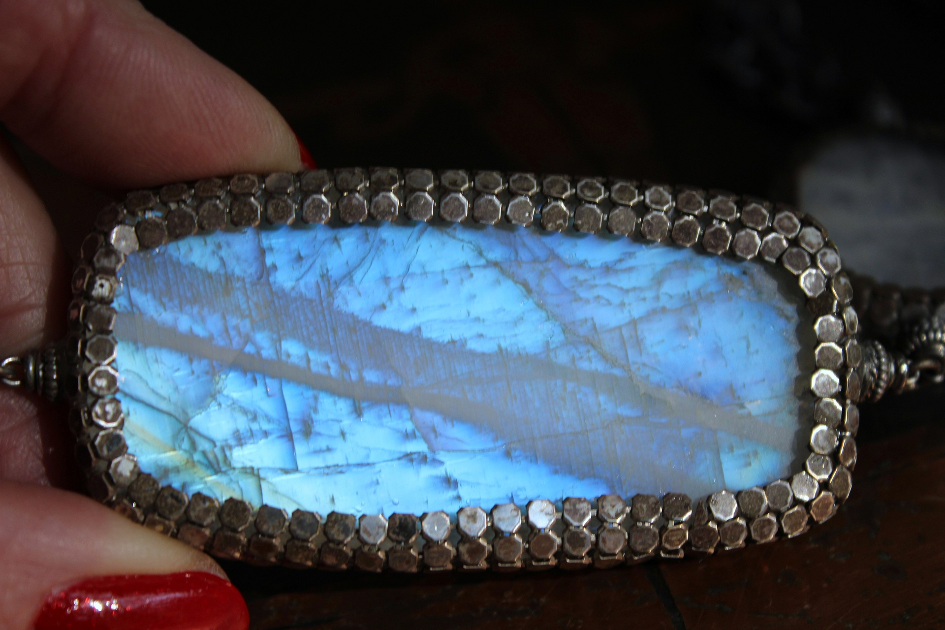 On Hold for J Phases of Life Necklace with Incredible Polished Moonstone Pendants, Sterling Chain & Tassel
