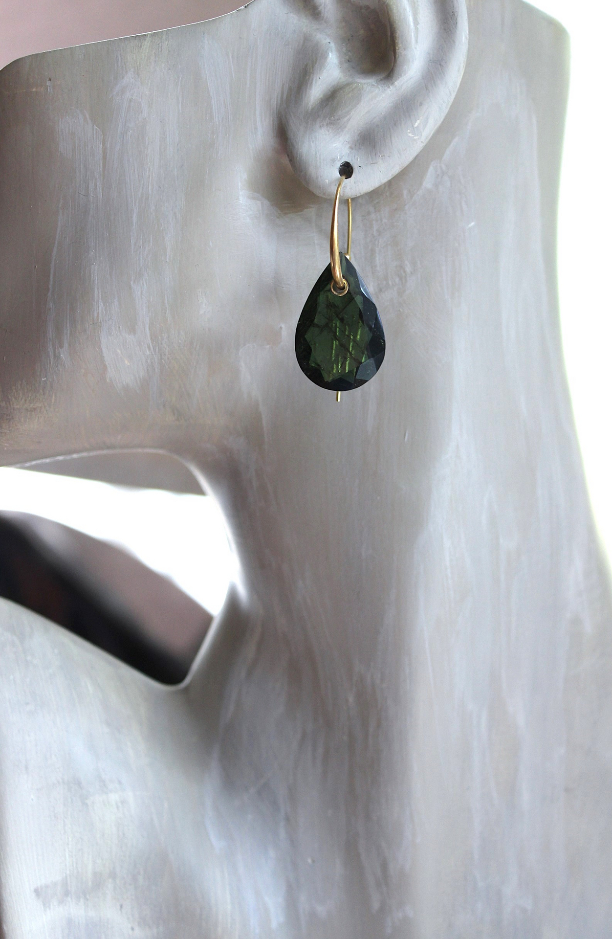 Sold to J  Unique 14K Gold Earrings with 2 Sets of Checkerboard Faceted Tourmaline Drops