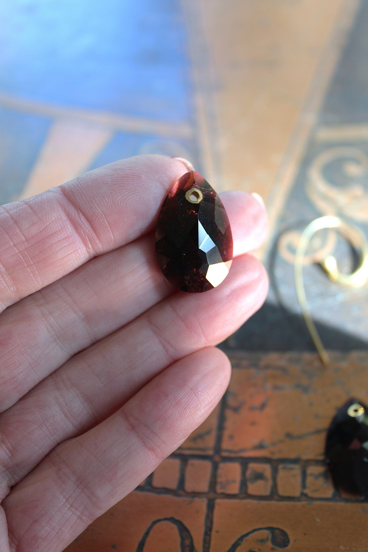 Sold to J  Unique 14K Gold Earrings with 2 Sets of Checkerboard Faceted Tourmaline Drops