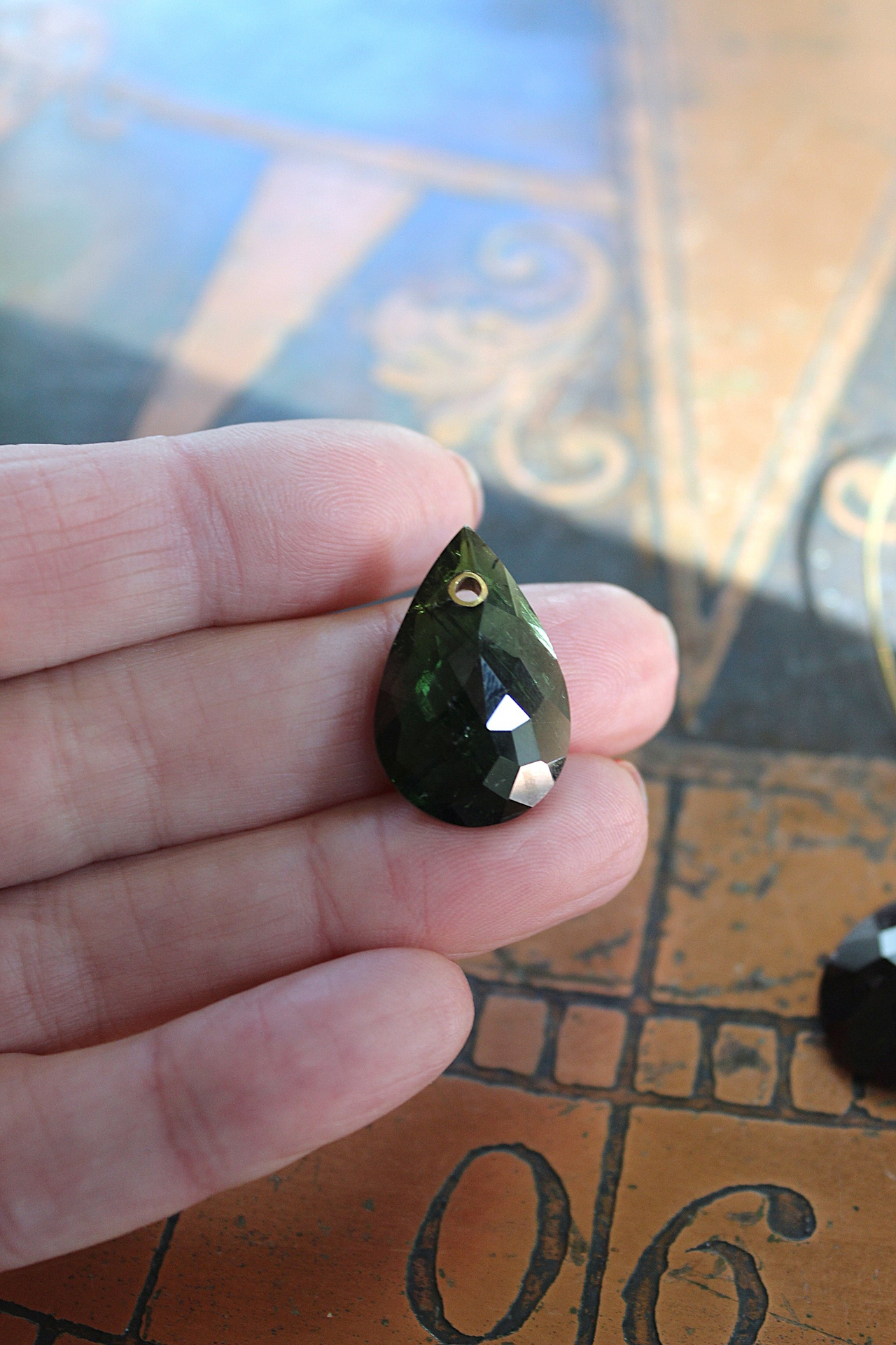 Sold to J  Unique 14K Gold Earrings with 2 Sets of Checkerboard Faceted Tourmaline Drops
