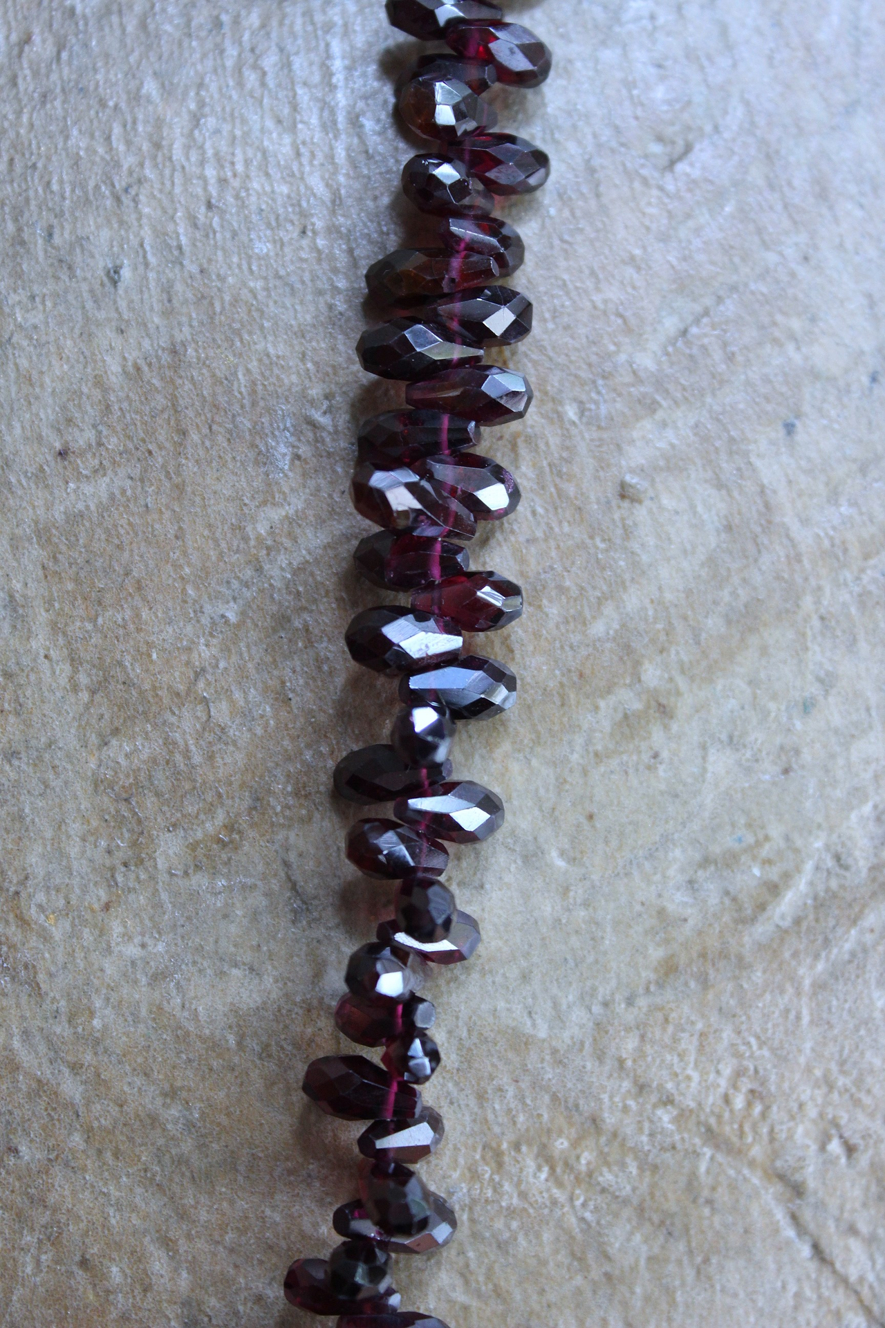 NEW! Courage and Hope Necklace with Hundreds of AAA Faceted Almandine Tear Drops, Unique Black Silk Tassel