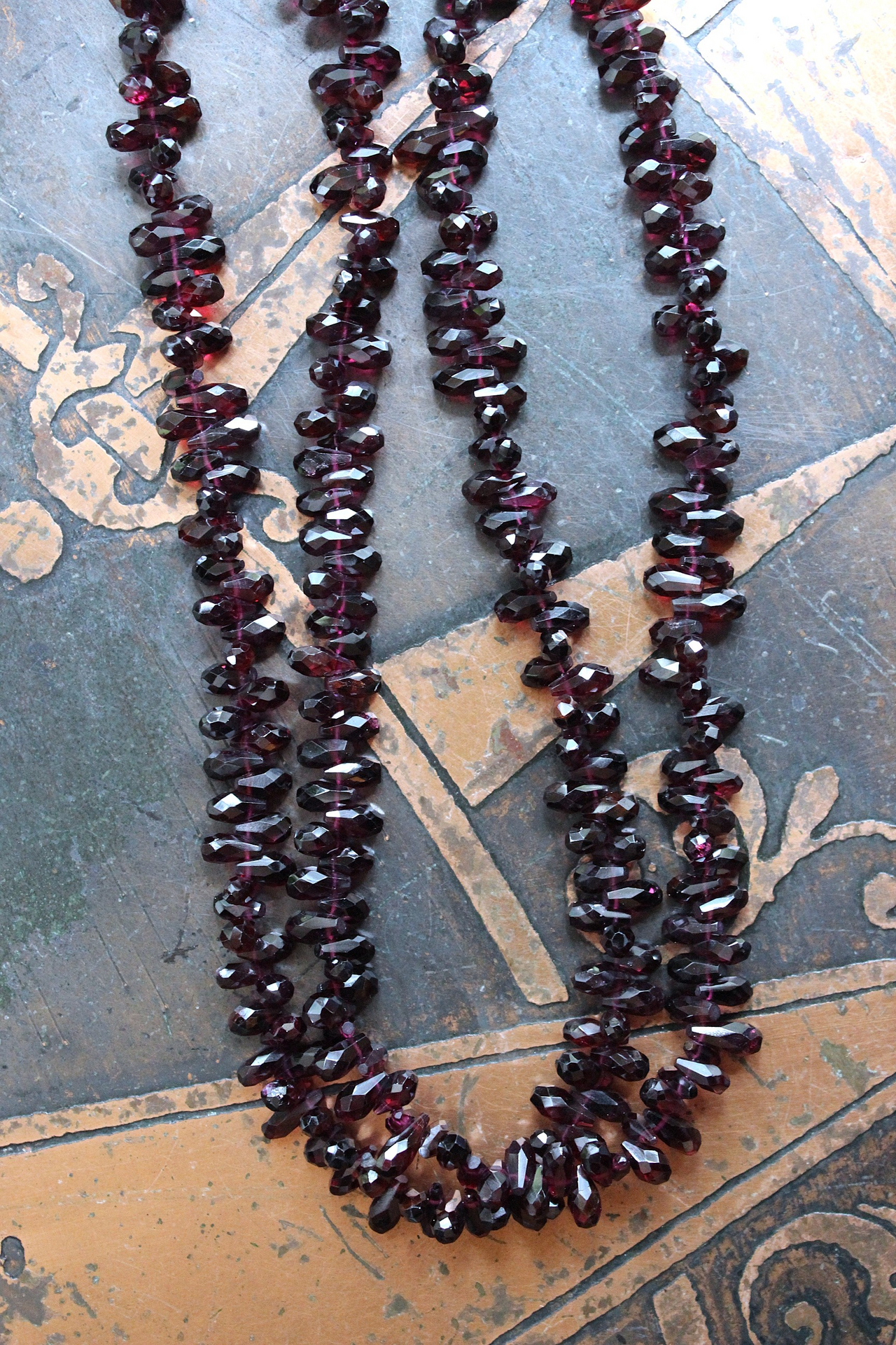 NEW! Courage and Hope Necklace with Hundreds of AAA Faceted Almandine Tear Drops, Unique Black Silk Tassel