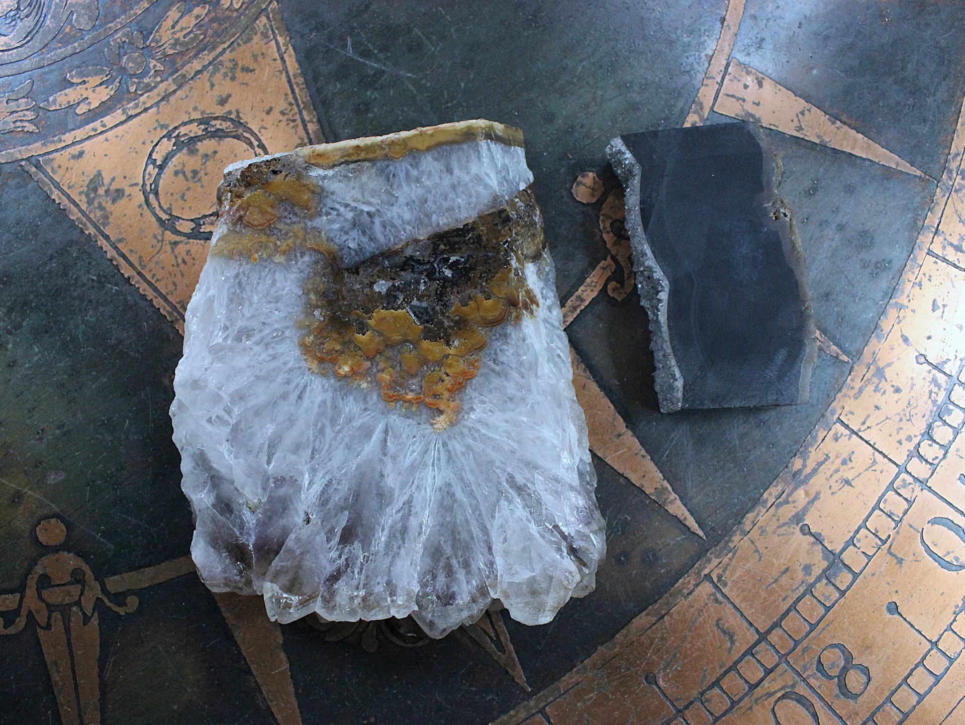 NEW!  Set of Unique Amethyst Slice and Black Agate with Druzy Trinket Dishes