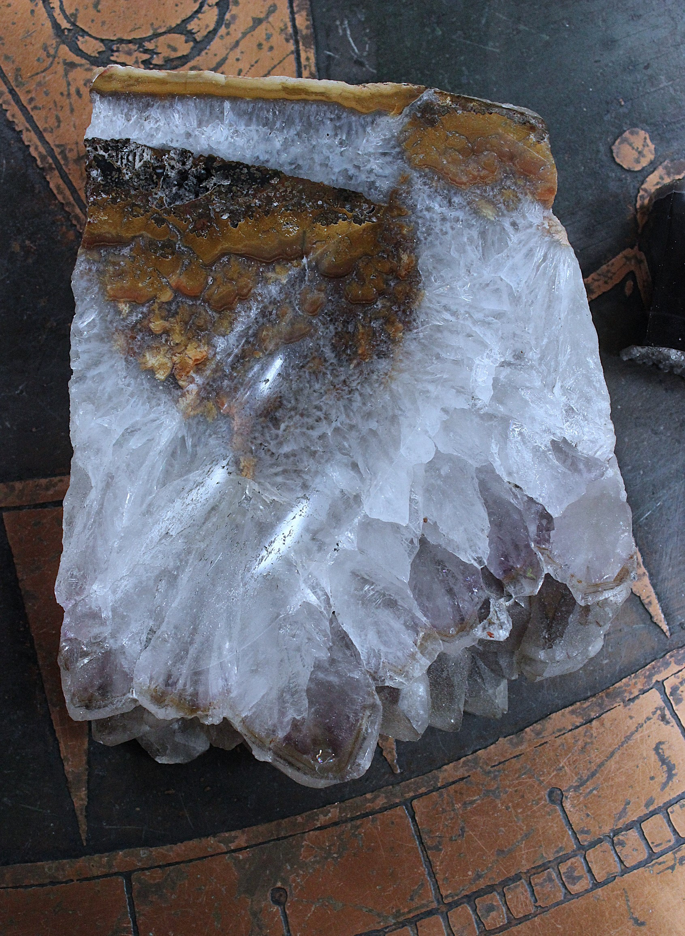 NEW!  Set of Unique Amethyst Slice and Black Agate with Druzy Trinket Dishes