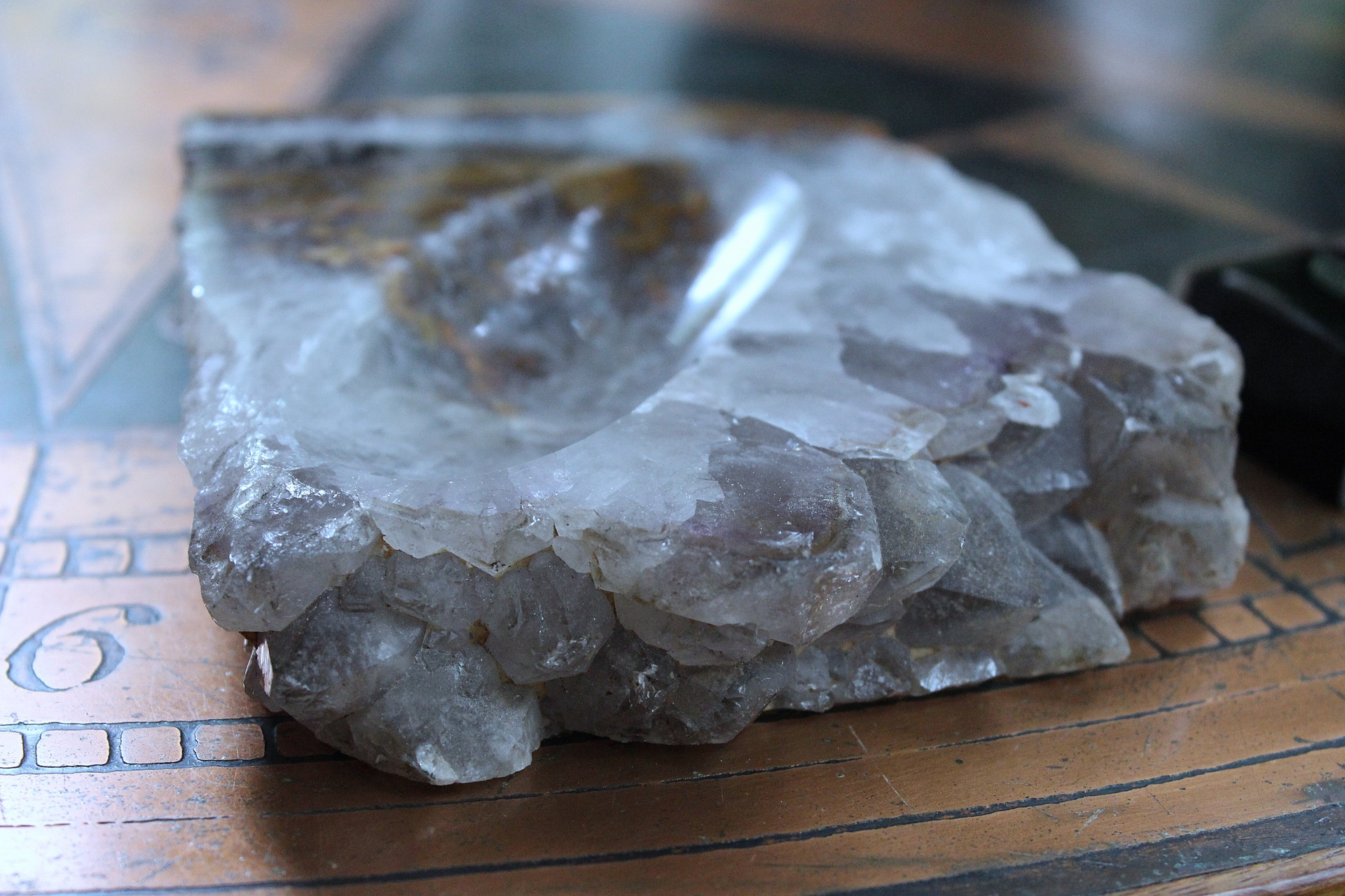 NEW!  Set of Unique Amethyst Slice and Black Agate with Druzy Trinket Dishes