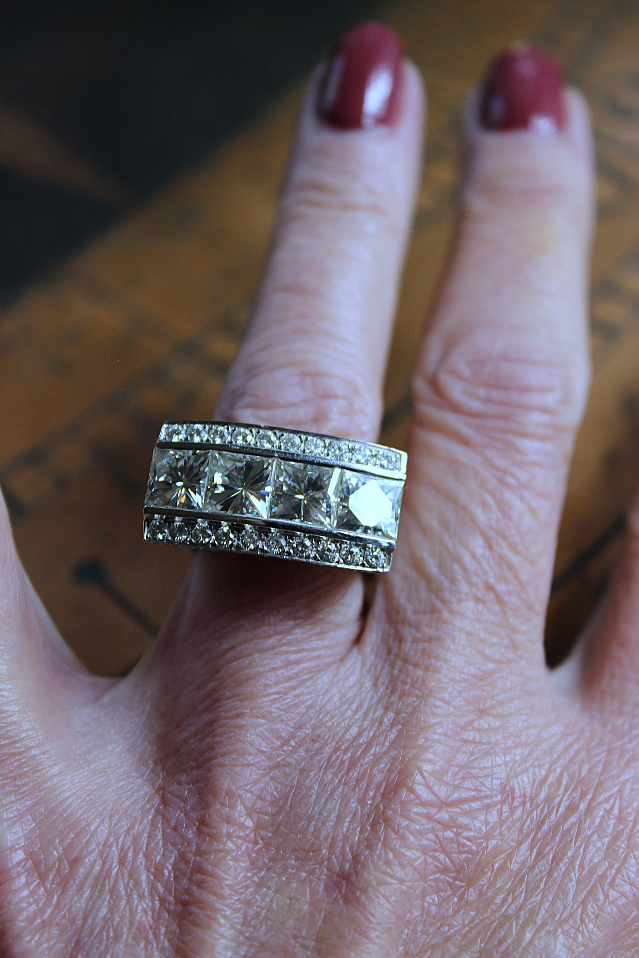 NEW! Custom Made One of a Kind 14 White Gold Certified Charles and Colvard 10.48 Carat Moissanite Ring