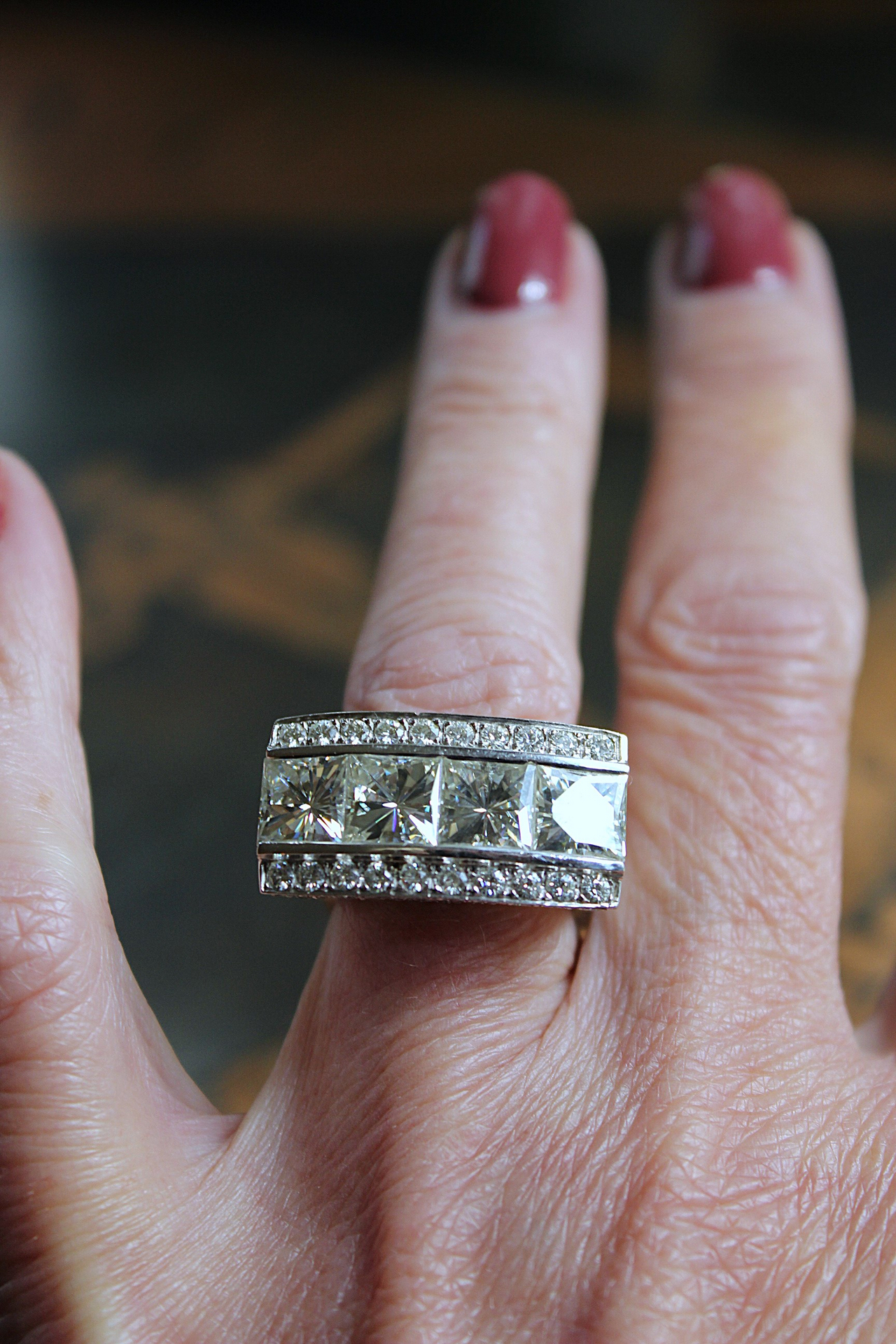 NEW! Custom Made One of a Kind 14 White Gold Certified Charles and Colvard 10.48 Carat Moissanite Ring