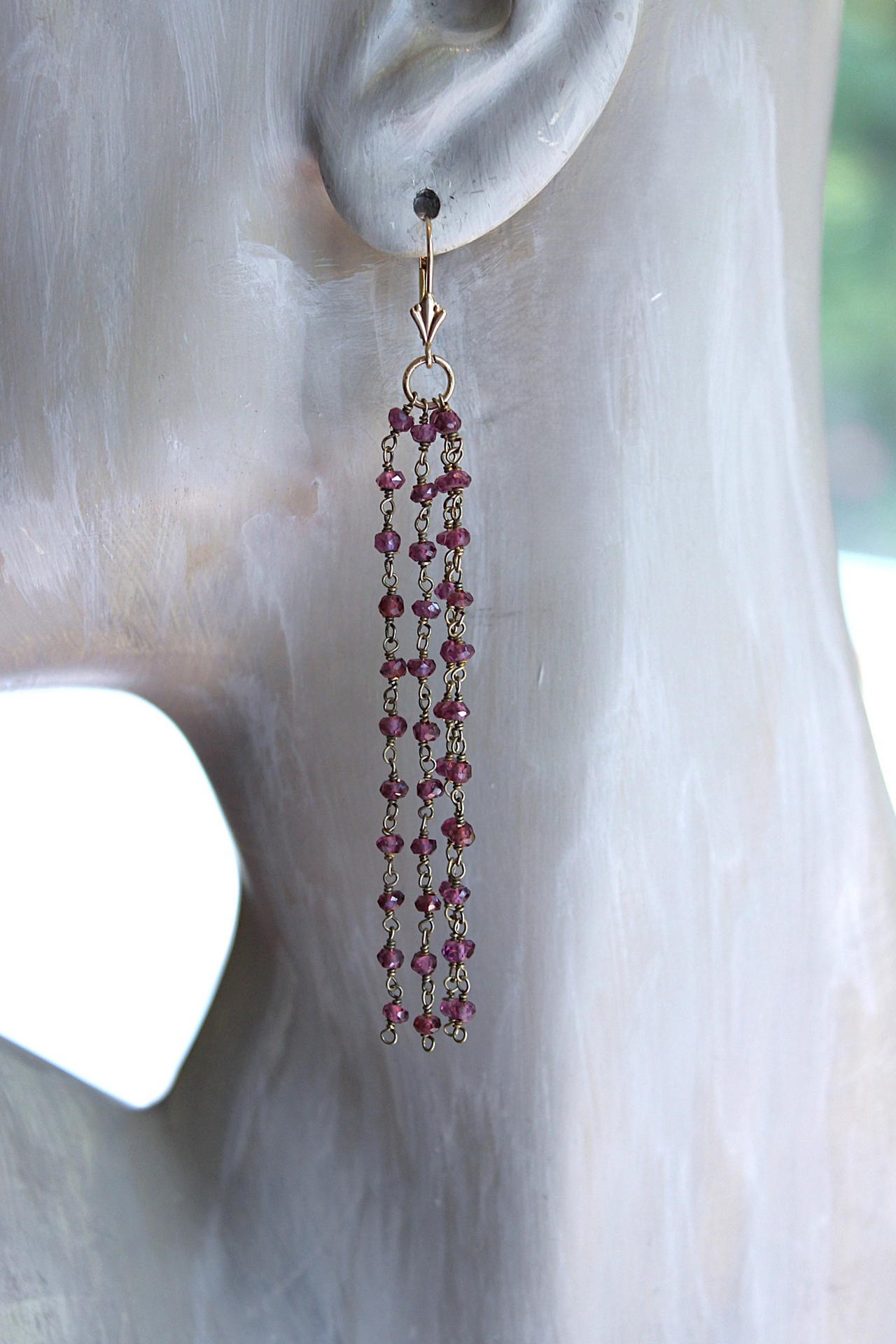 NEW! 14K Gold Filled Wire & Faceted Deep Pink Tourmaline Earrings w/14K Gold Leverback Earring Wires -15% Off with Purchase of Necklace!