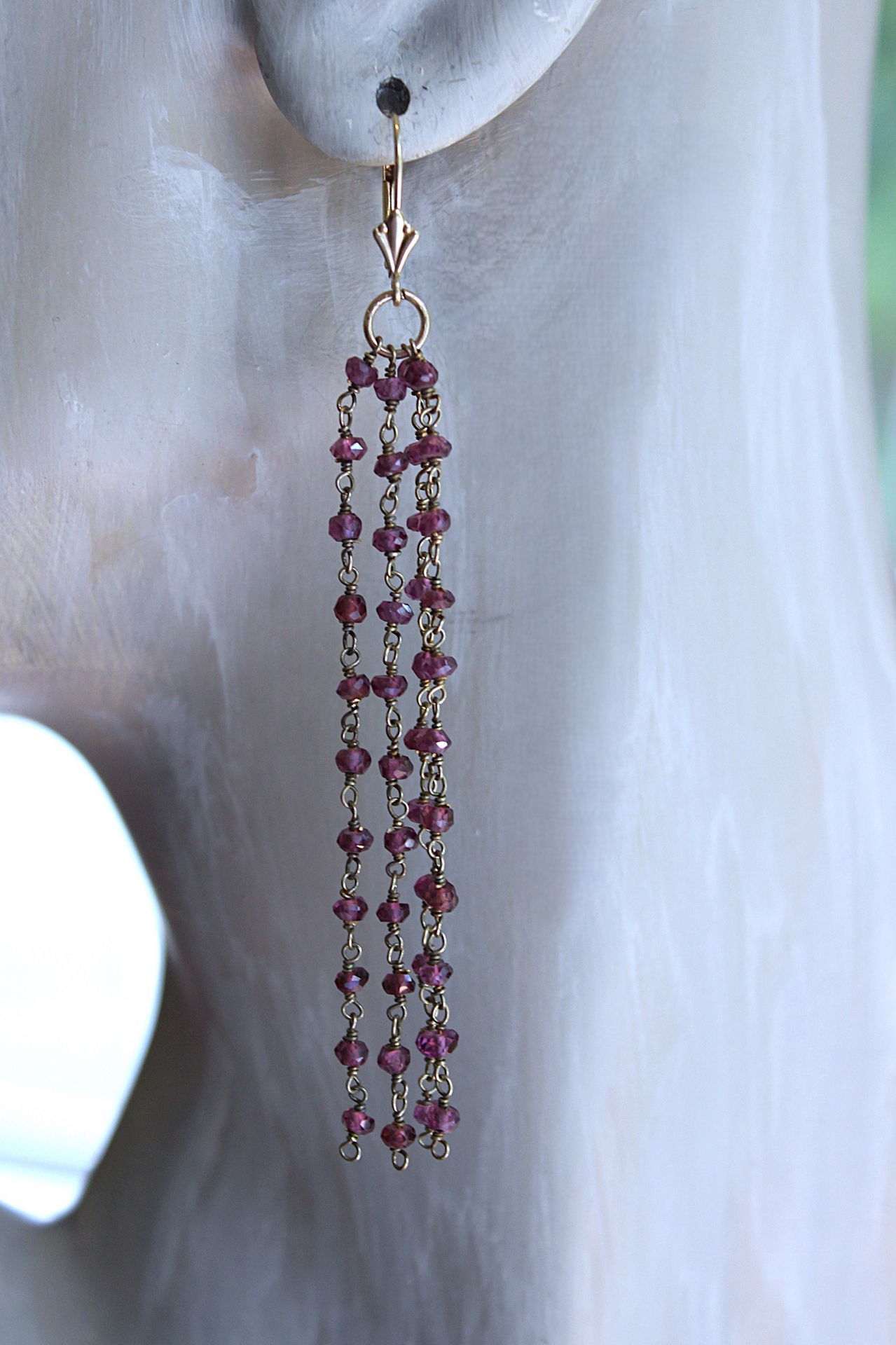 NEW! 14K Gold Filled Wire & Faceted Deep Pink Tourmaline Earrings w/14K Gold Leverback Earring Wires -15% Off with Purchase of Necklace!