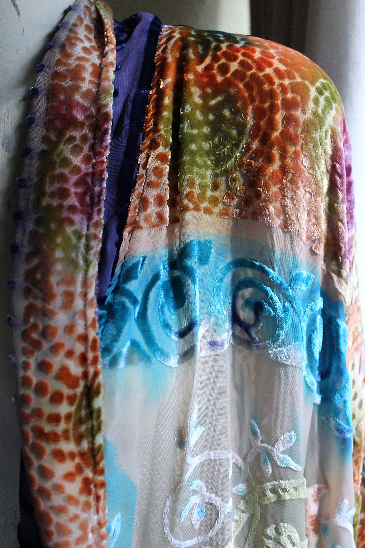 On hold for J Vintage URU by Kristine St. Rrik Art to Wear Silk Velvet Short Duster