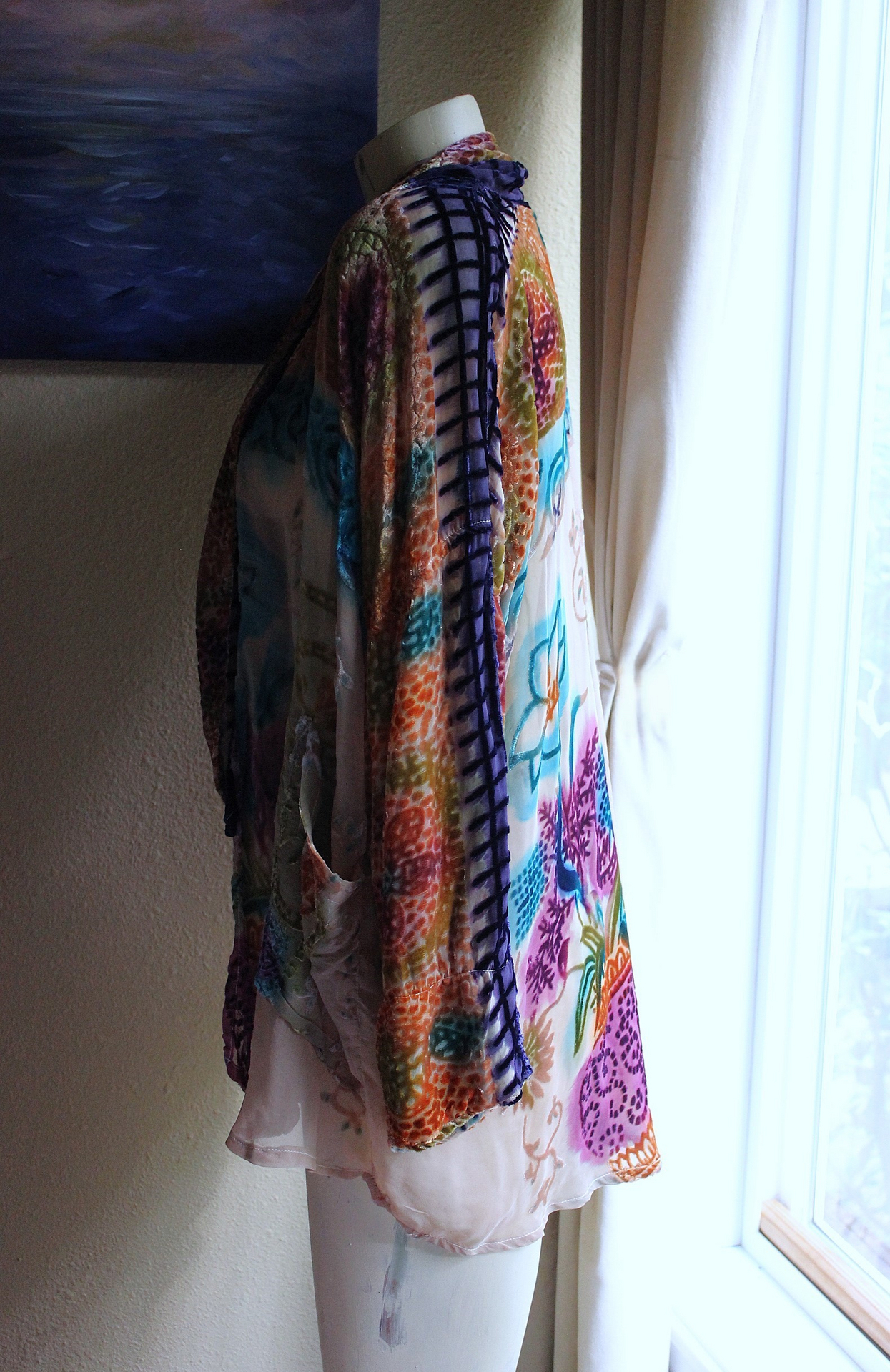 On hold for J Vintage URU by Kristine St. Rrik Art to Wear Silk Velvet Short Duster