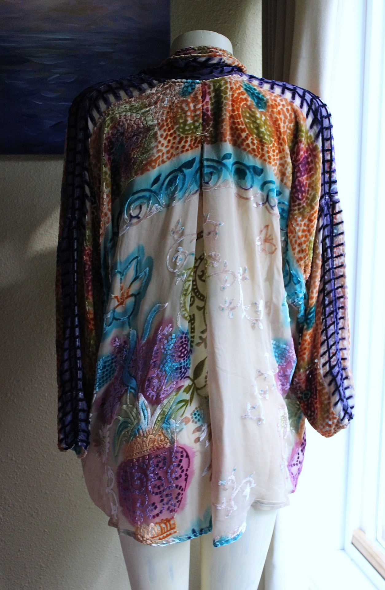 On hold for J Vintage URU by Kristine St. Rrik Art to Wear Silk Velvet Short Duster