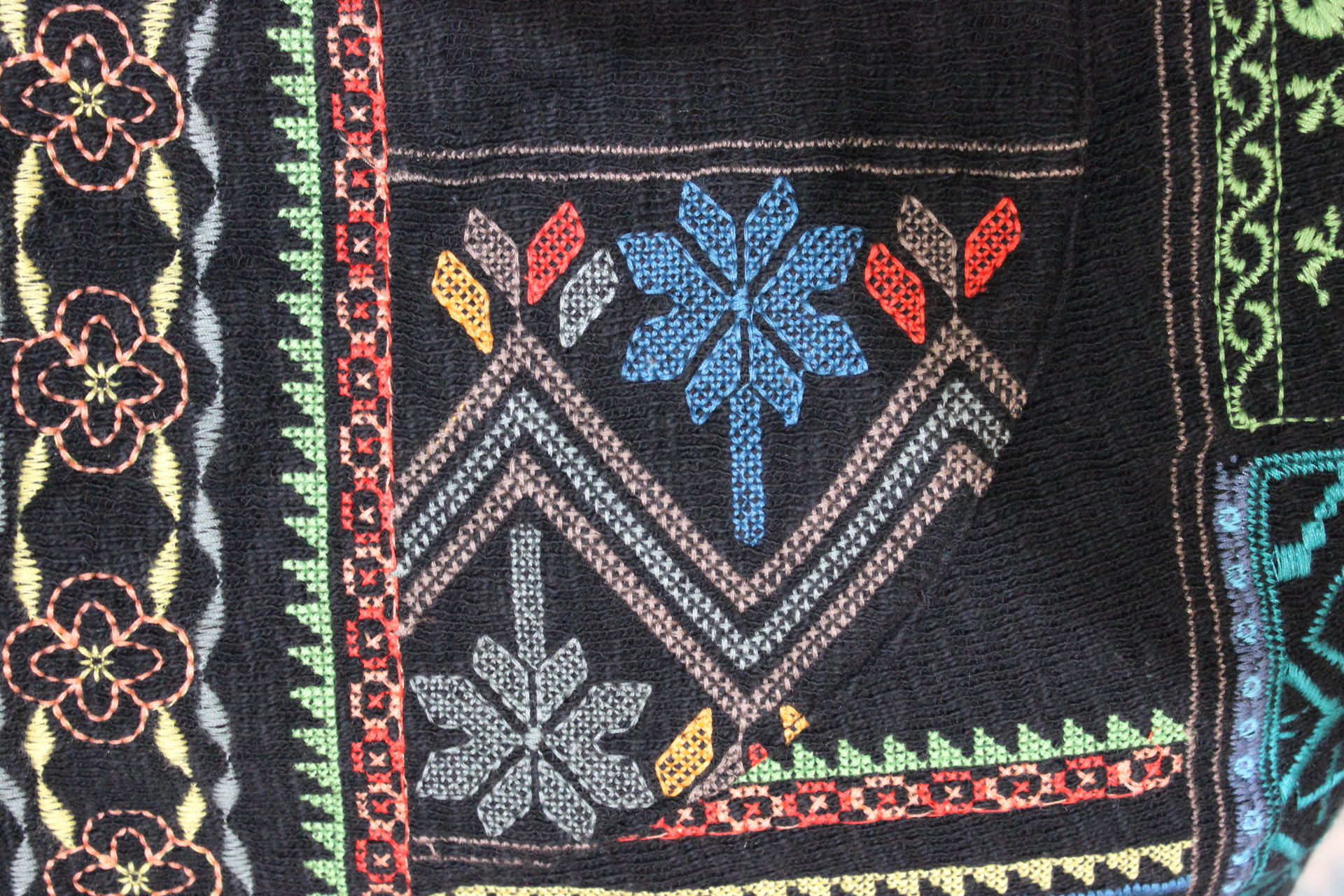 Vintage Biya by Johnny Was Long Embroidered Open Front Vest with Front Pockets