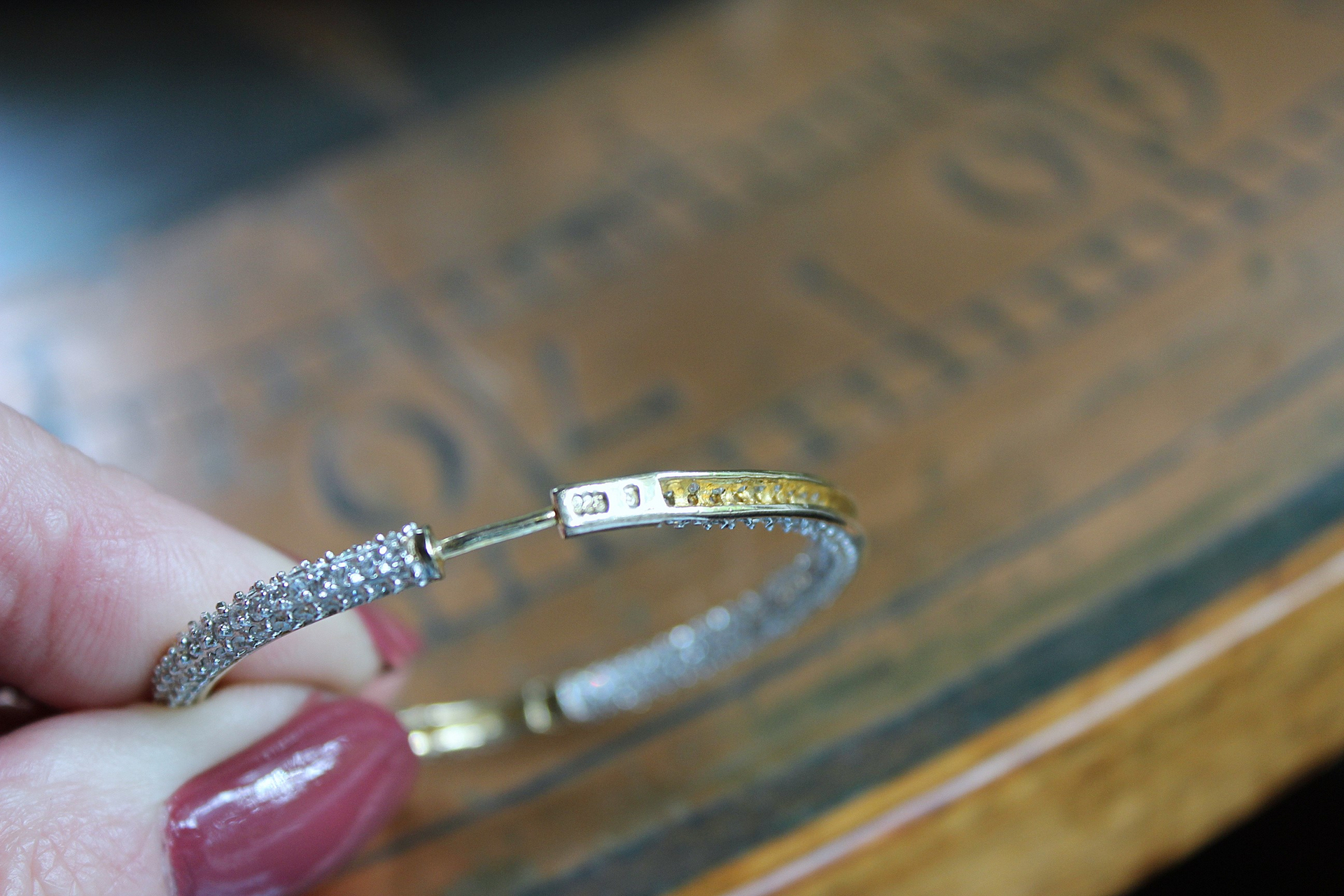 Sterling Vermeil Pave Diamond Inside Out Hoop Earrings