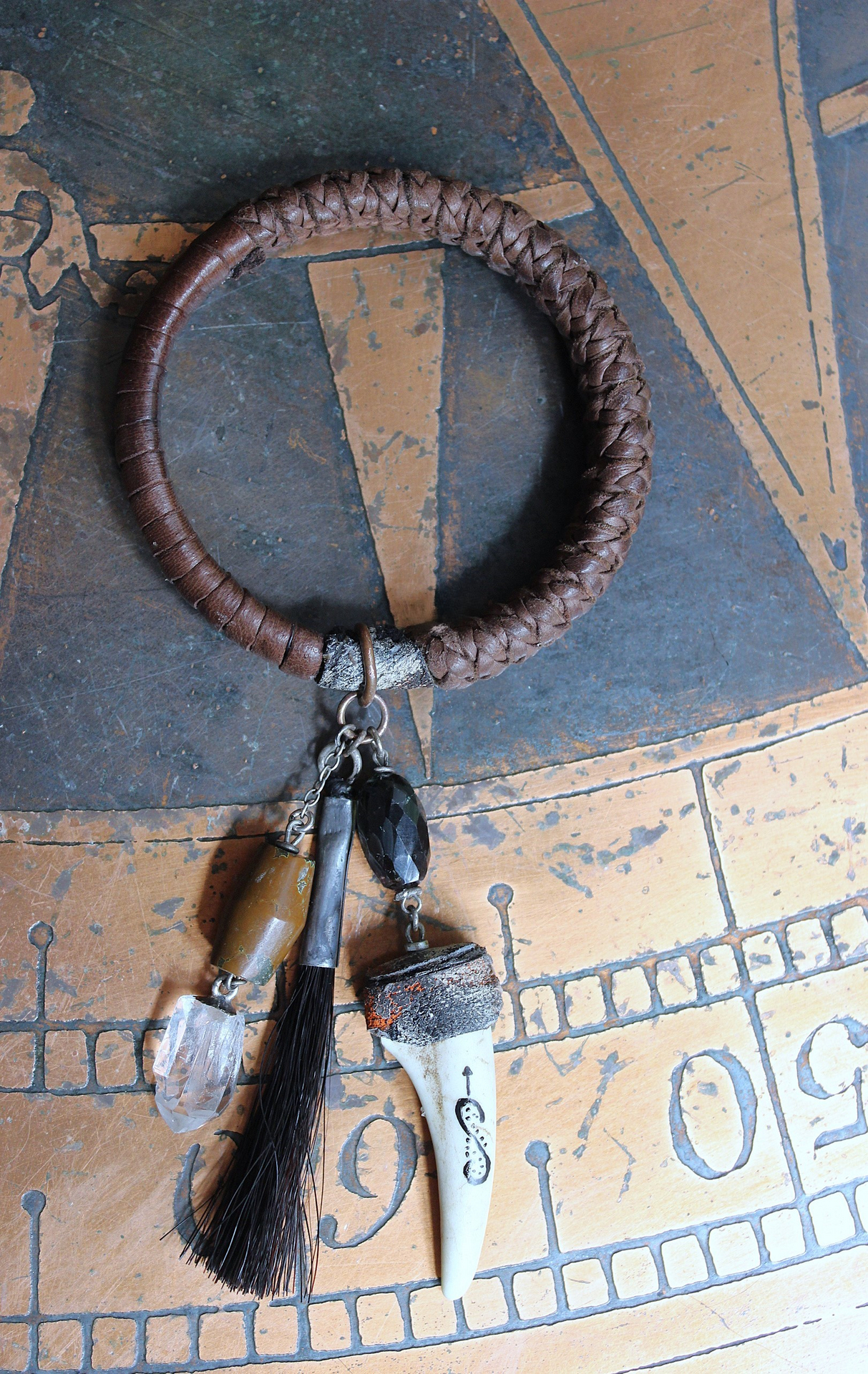 The Art of God Necklace and Bracelet Set with Uniquely Capped Elk Antler Points, Royston Turquoise, Rare Spiral Shell Fossil,Faceted Smoky Quartz & More!