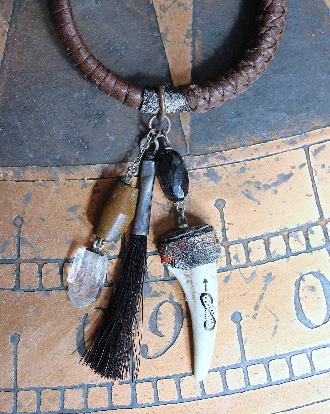 The Art of God Necklace and Bracelet Set with Uniquely Capped Elk Antler Points, Royston Turquoise, Rare Spiral Shell Fossil,Faceted Smoky Quartz & More!