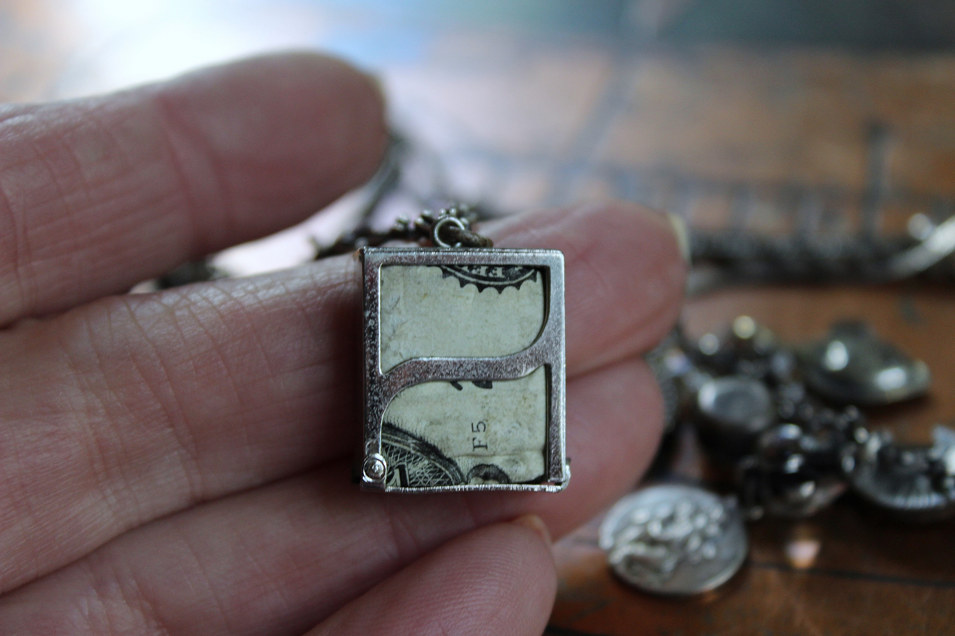 Unique 5 Strand Anklet w/21 Vintage & Antique Dangles - Unusual Sterling Spare $ Locket,Faceted Rock Quartz Point & Drop - and Much More!