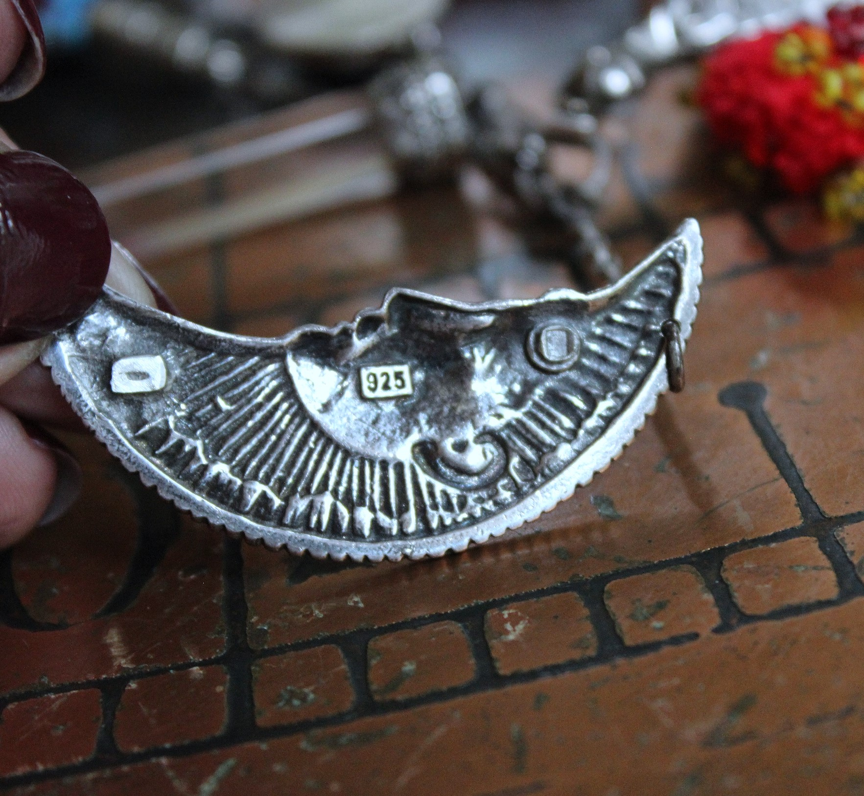 NEW! Moon & Stars Necklace w/Unique Antique Turkish Romani Gypsy Perfume Vessel,Sterling Moon Goddess,Sterling Capped Clear Quartz Point & More!