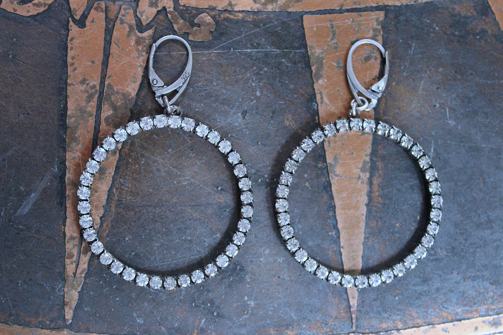 NEW! Antique 12 Row Faceted Prong Set Rhinestone Bracelet & Earring Set w/French Engraved Nun's Medal,Rhinestone Tassel,French Sacred Heart Cross & More!