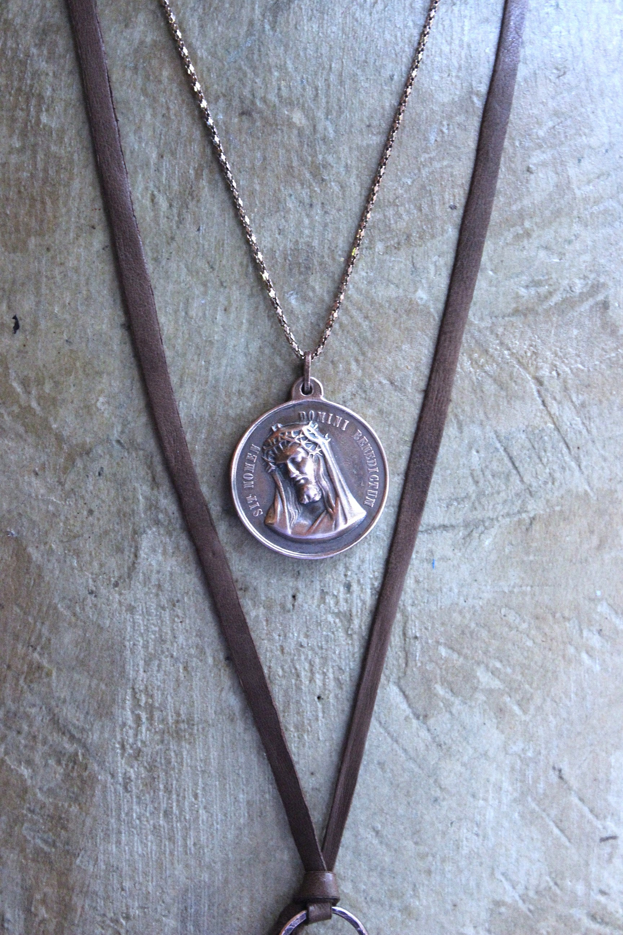 Blessed Be Necklace with Rare Antique Bronze Sculptural Medal & Vintage Chain - 50% Off with Purchase of Matching Necklace!