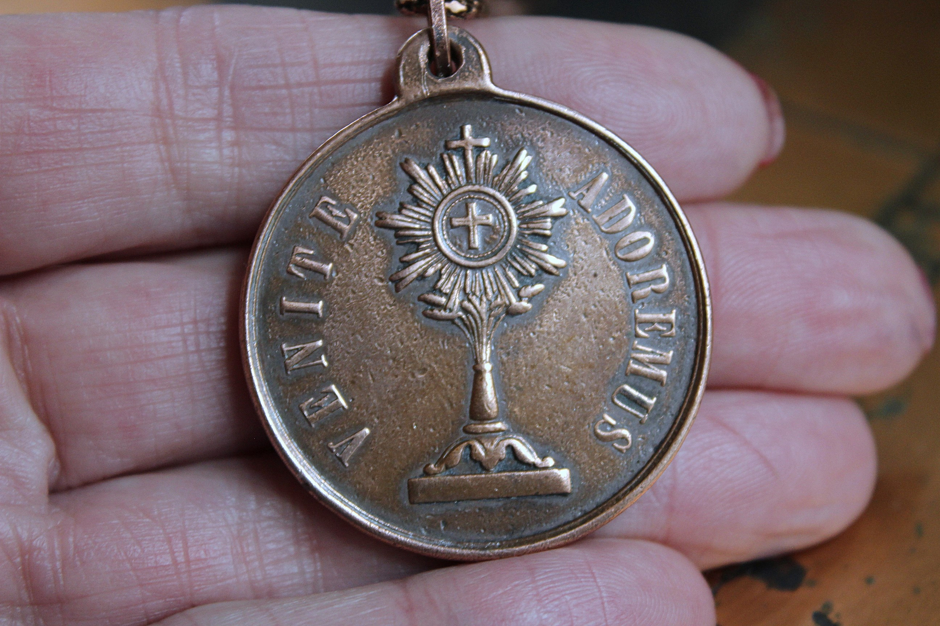 Blessed Be Necklace with Rare Antique Bronze Sculptural Medal & Vintage Chain - 50% Off with Purchase of Matching Necklace!