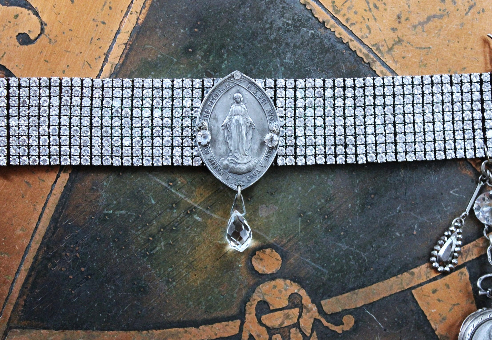 NEW! All  Around Us Bracelet with Multi Row Sterling White Zircon Bracelet, Rare Master Engraved Flaming Sacred Heart Sterling Nun's Cross & More!