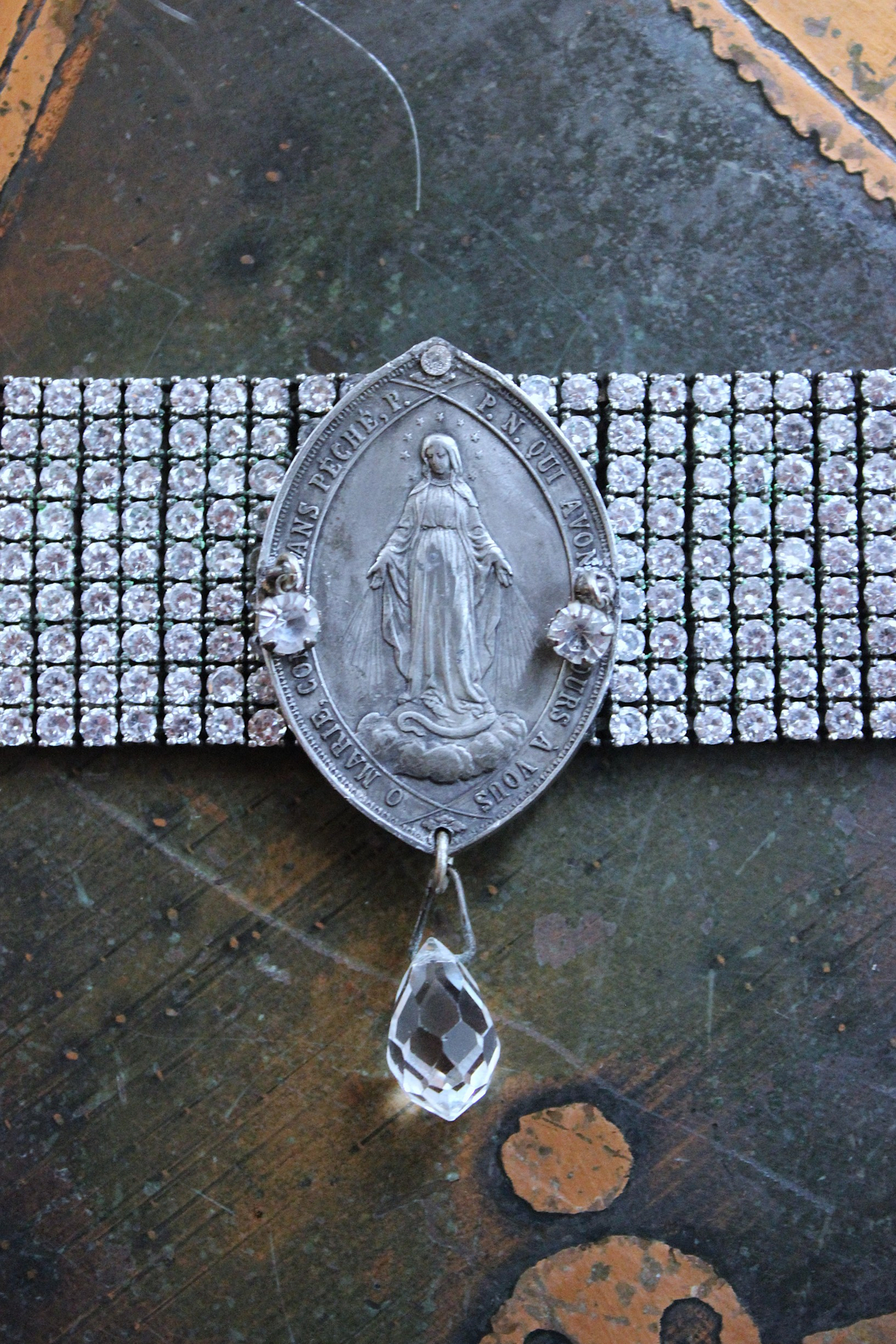 NEW! All  Around Us Bracelet with Multi Row Sterling White Zircon Bracelet, Rare Master Engraved Flaming Sacred Heart Sterling Nun's Cross & More!