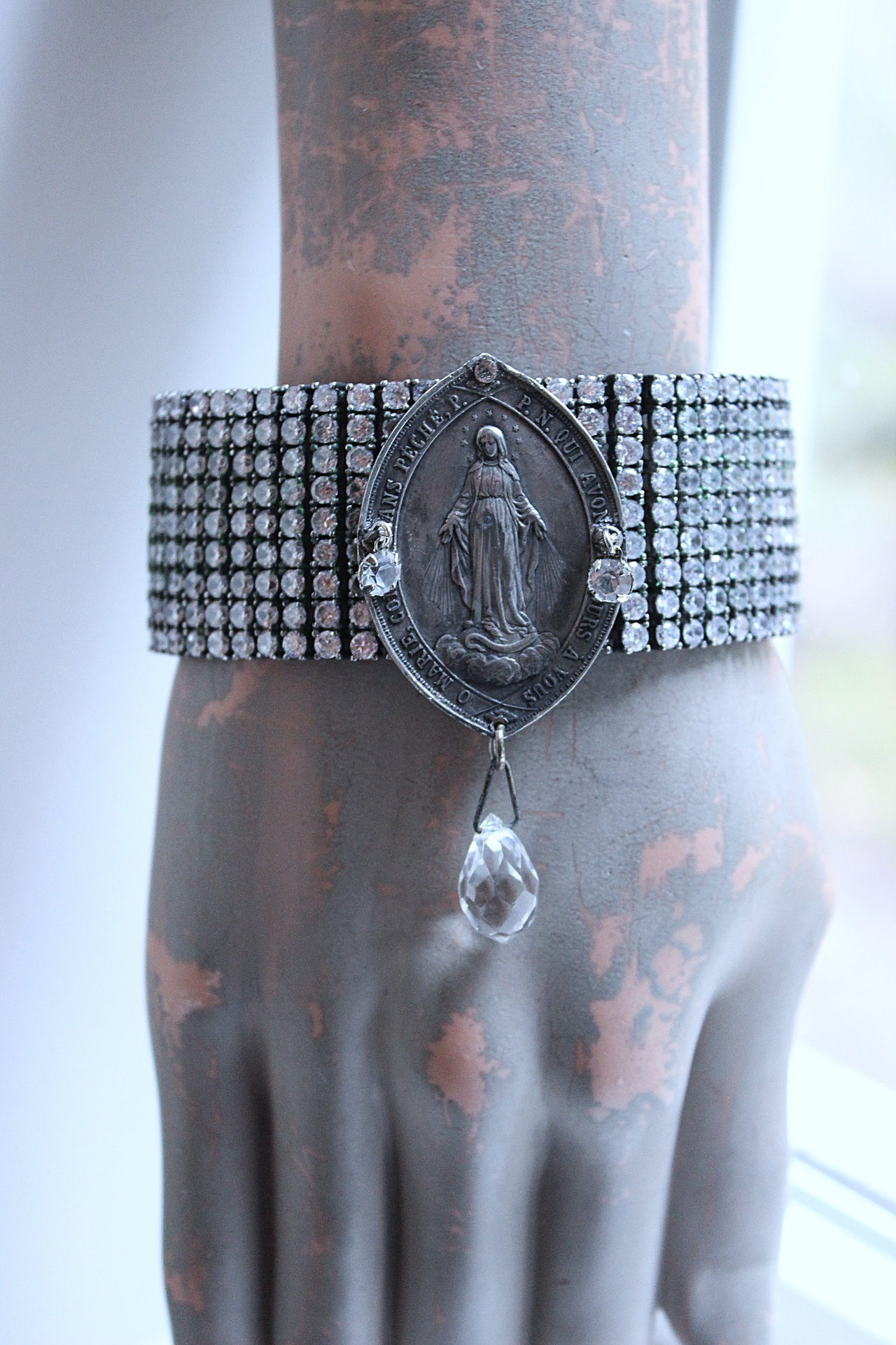 NEW! All  Around Us Bracelet with Multi Row Sterling White Zircon Bracelet, Rare Master Engraved Flaming Sacred Heart Sterling Nun's Cross & More!