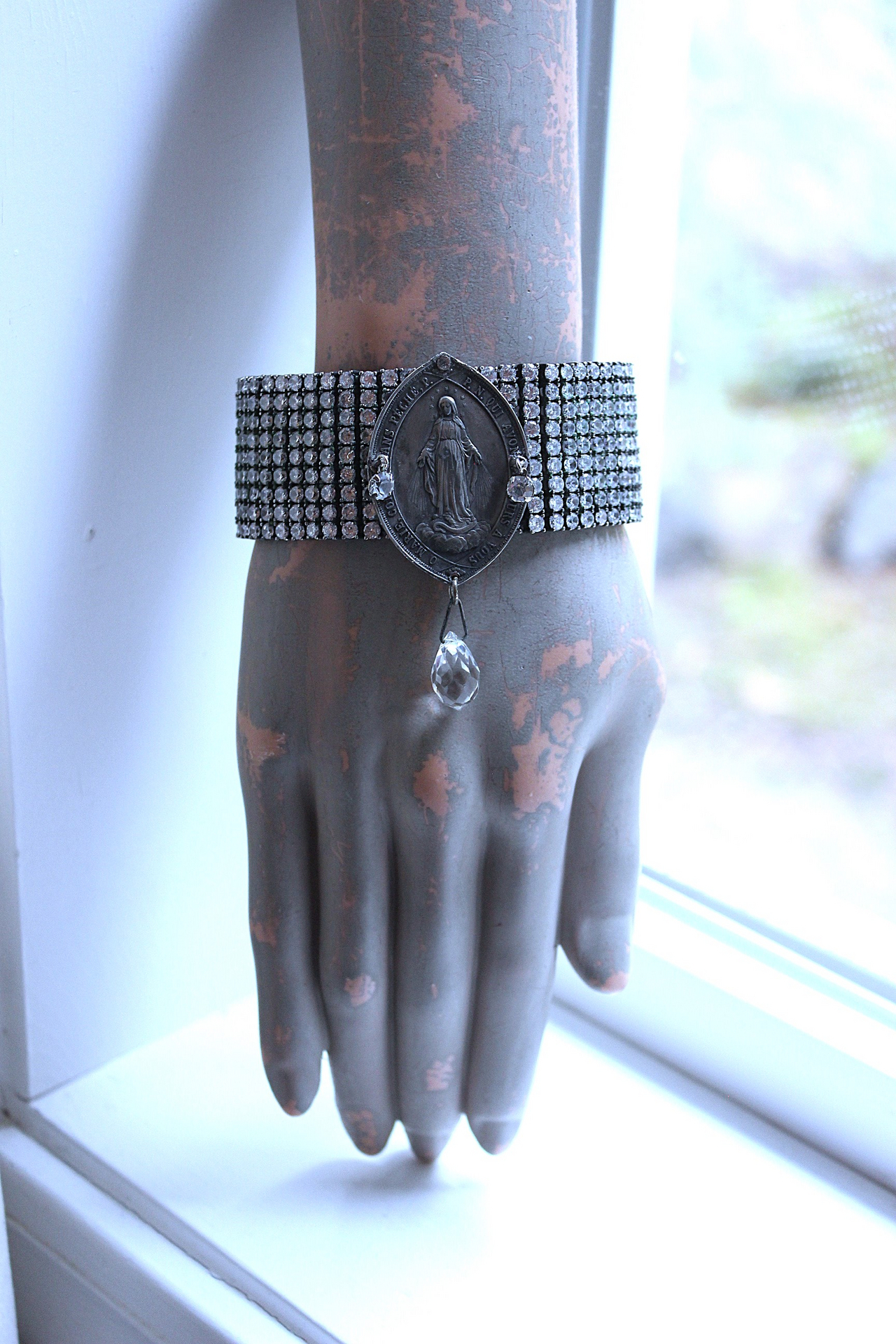 NEW! All  Around Us Bracelet with Multi Row Sterling White Zircon Bracelet, Rare Master Engraved Flaming Sacred Heart Sterling Nun's Cross & More!