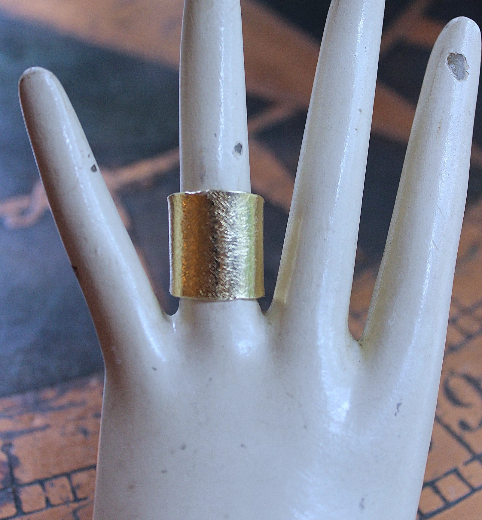 Sold to J Italian 14K Gold Wide Band Ring - size 7 - slightly adjustable