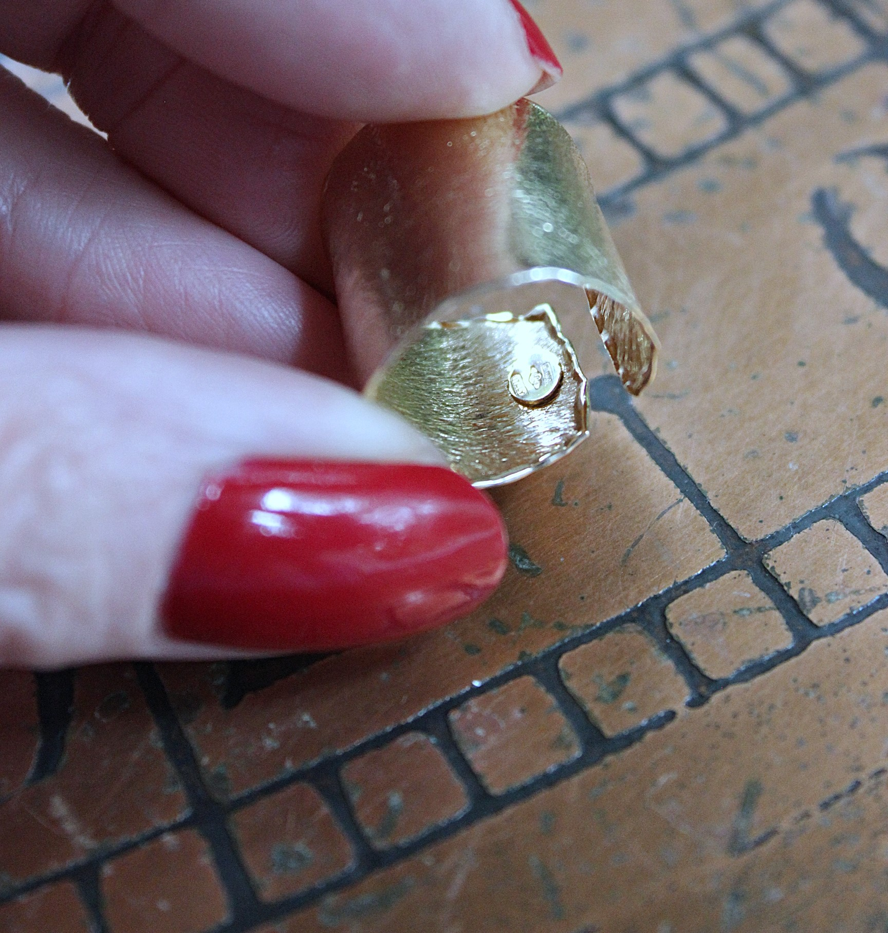 Sold to J Italian 14K Gold Wide Band Ring - size 7 - slightly adjustable
