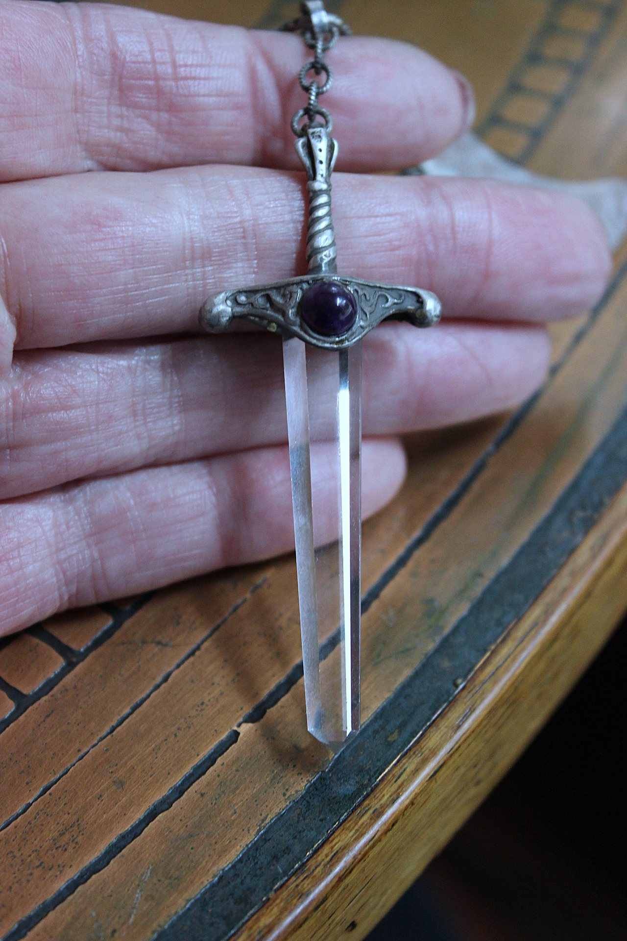 NEW! Of the Soul Necklace w/Unique Crocheted Clear Quartz Beads,RARE Sterling Sword with Water Clear Quartz Crystal Point & More!