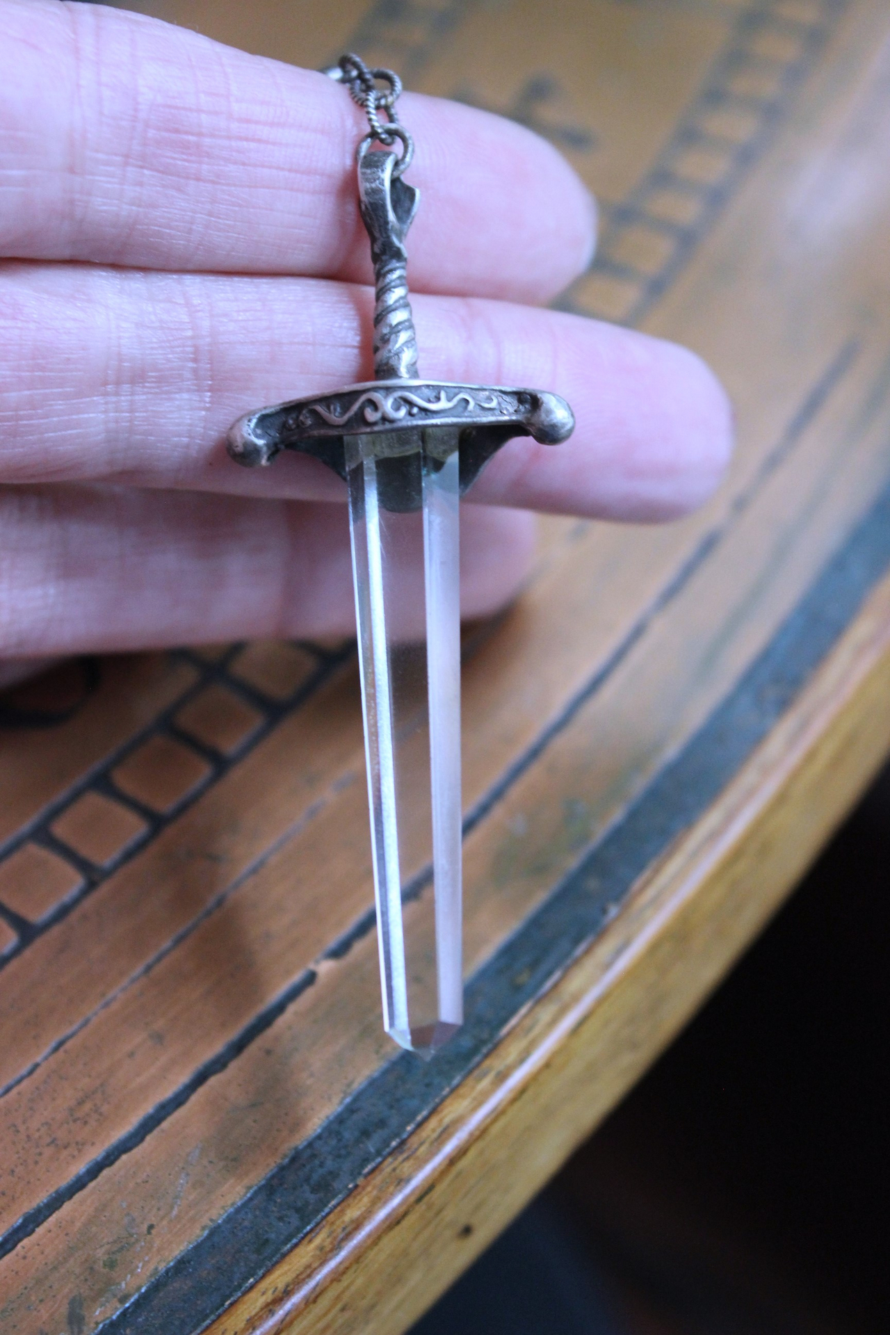 NEW! Of the Soul Necklace w/Unique Crocheted Clear Quartz Beads,RARE Sterling Sword with Water Clear Quartz Crystal Point & More!