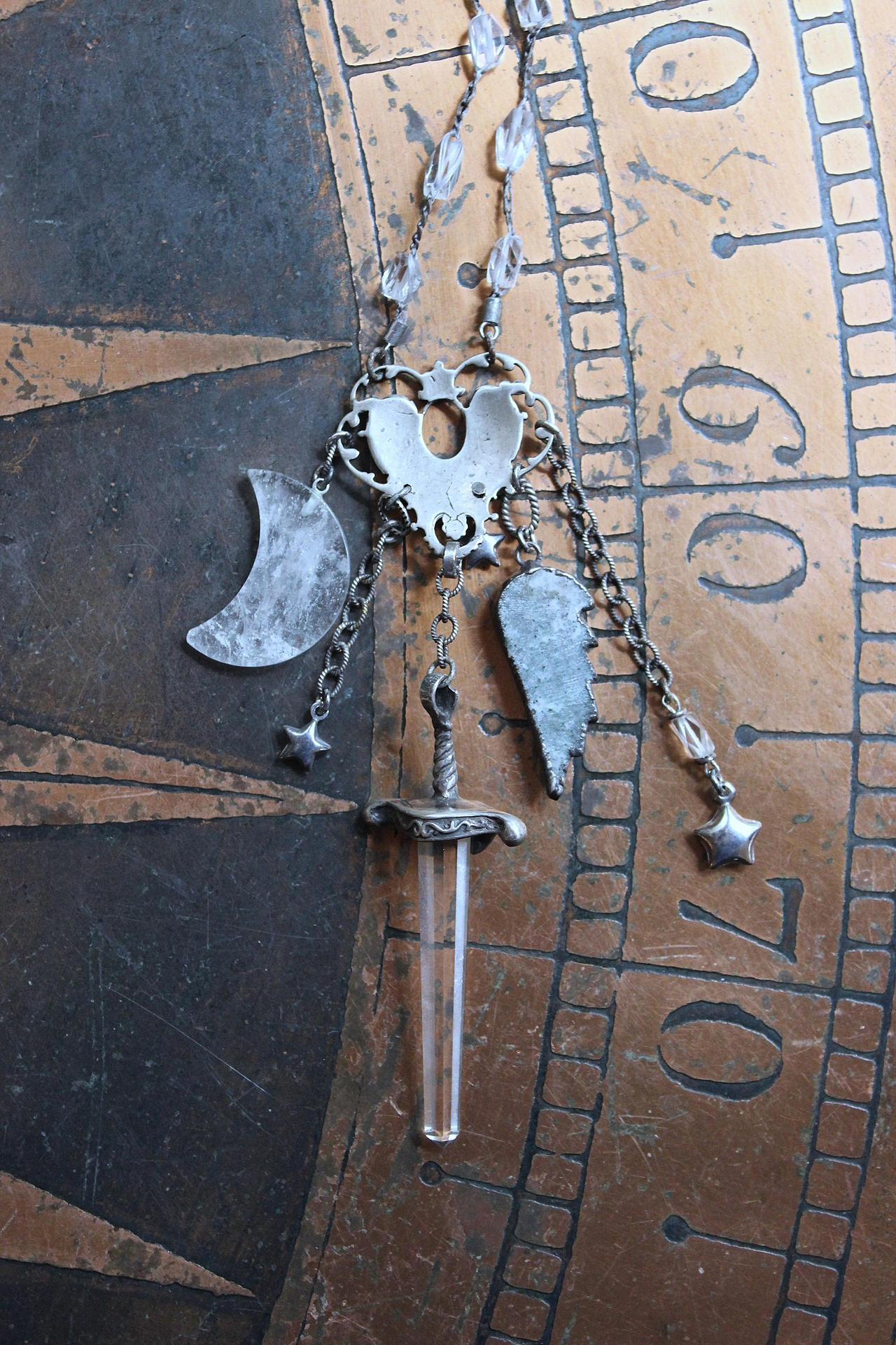 NEW! Of the Soul Necklace w/Unique Crocheted Clear Quartz Beads,RARE Sterling Sword with Water Clear Quartz Crystal Point & More!