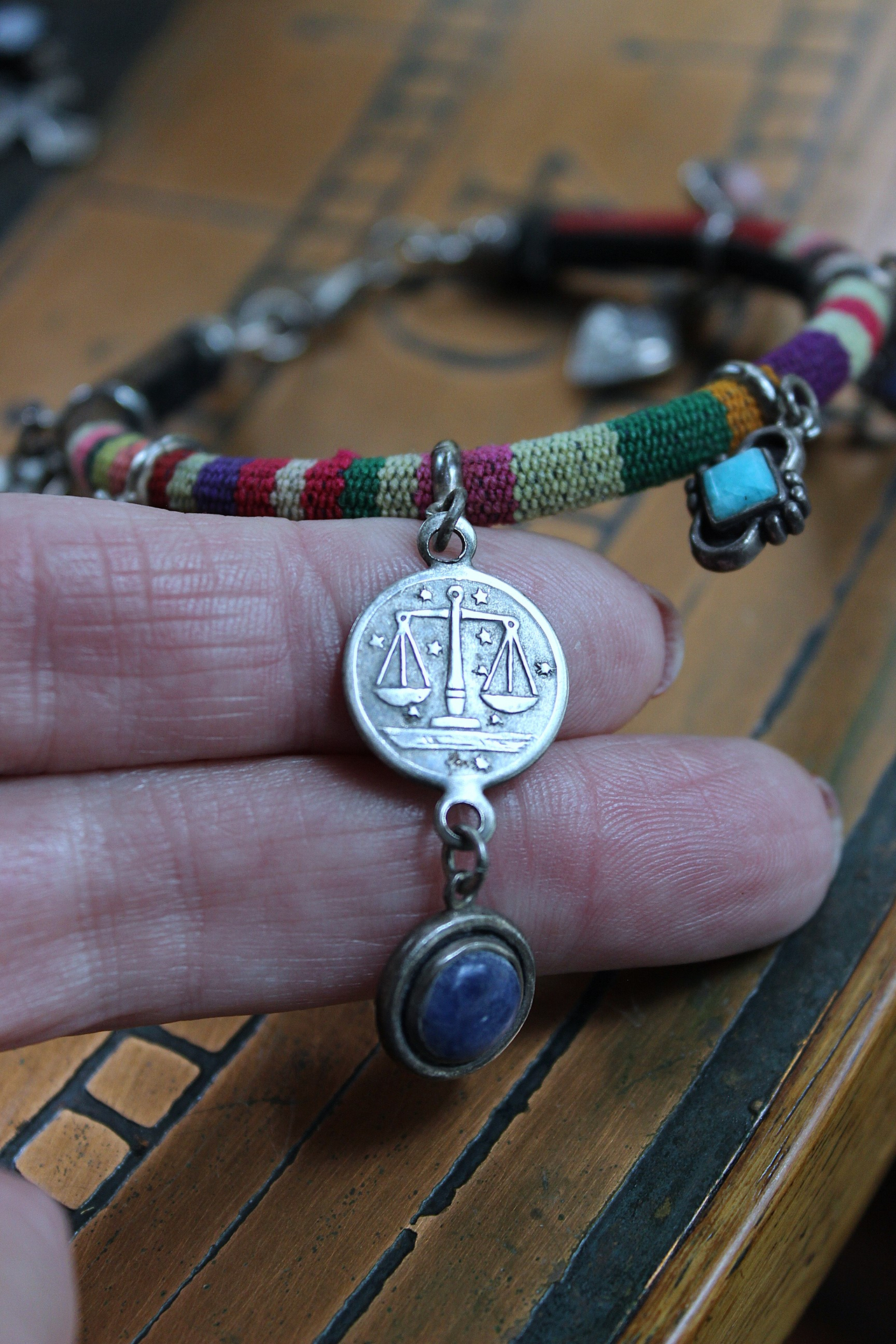 NEW! Set of 5 Woven Serape Textile & Sterling Stacking Bracelets with Multiple Drops & Dangles - lots of Sterling & Unique Pieces!