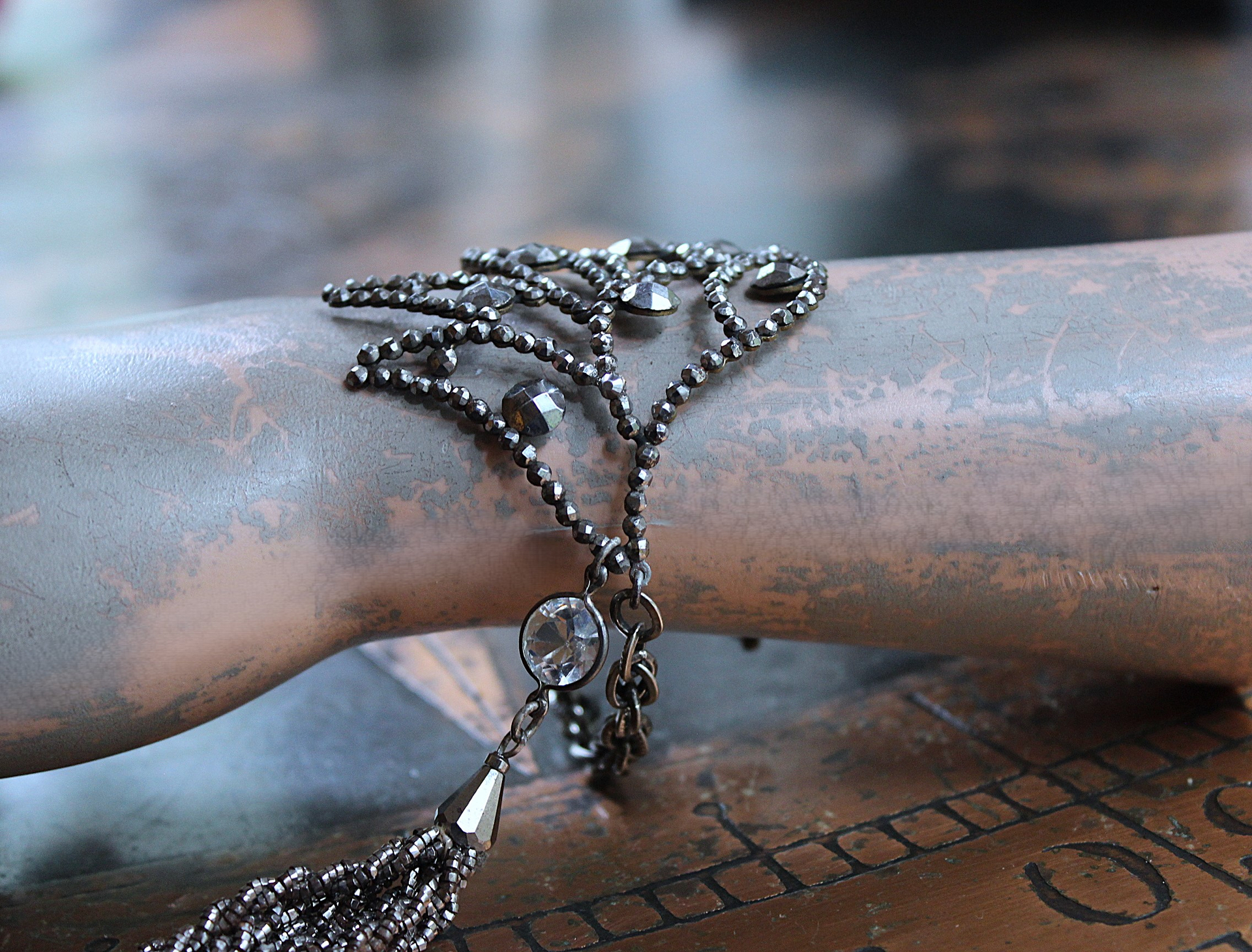 SOLD to J  Precious Wings Bracelet with Rare Antique Cut Steel Wing & Tassel