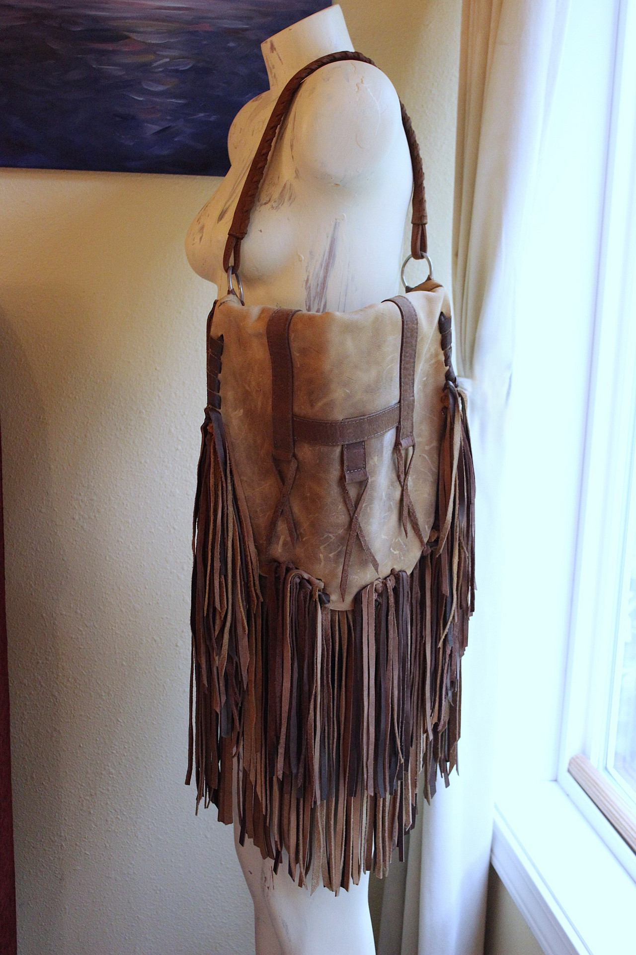 NEW! Amazing Vintage Fringe Leather Artisan Bag by Whiskey Lee
