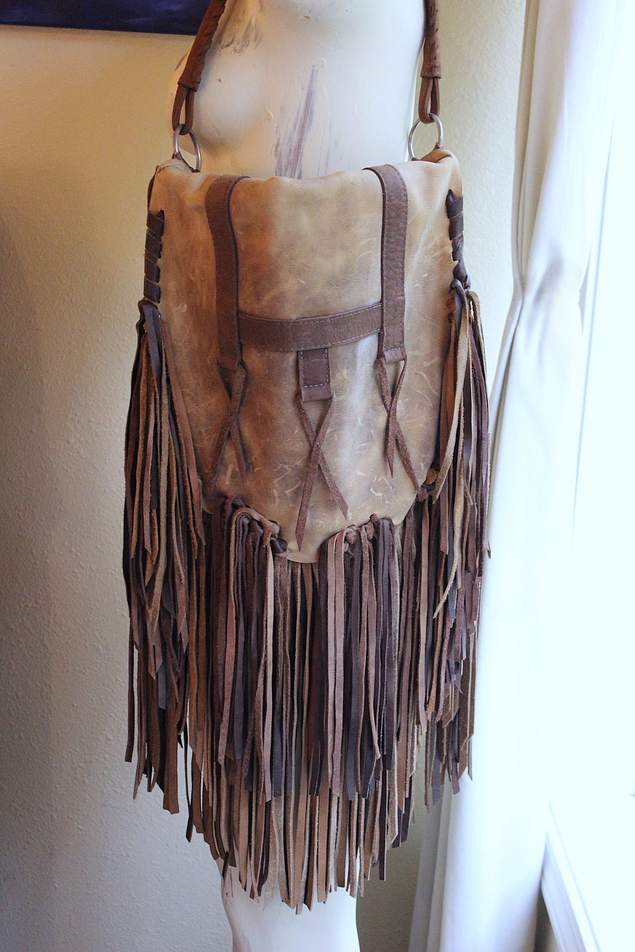 NEW! Amazing Vintage Fringe Leather Artisan Bag by Whiskey Lee