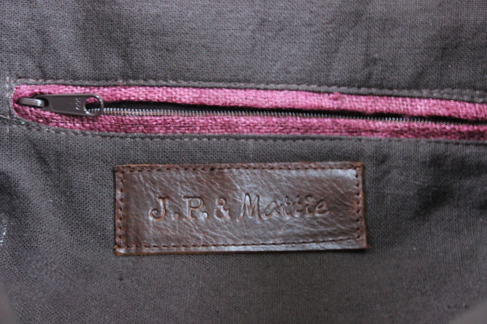 NEW! Vintage JP & Mattie Leather and Antique Applique Textile Bag 