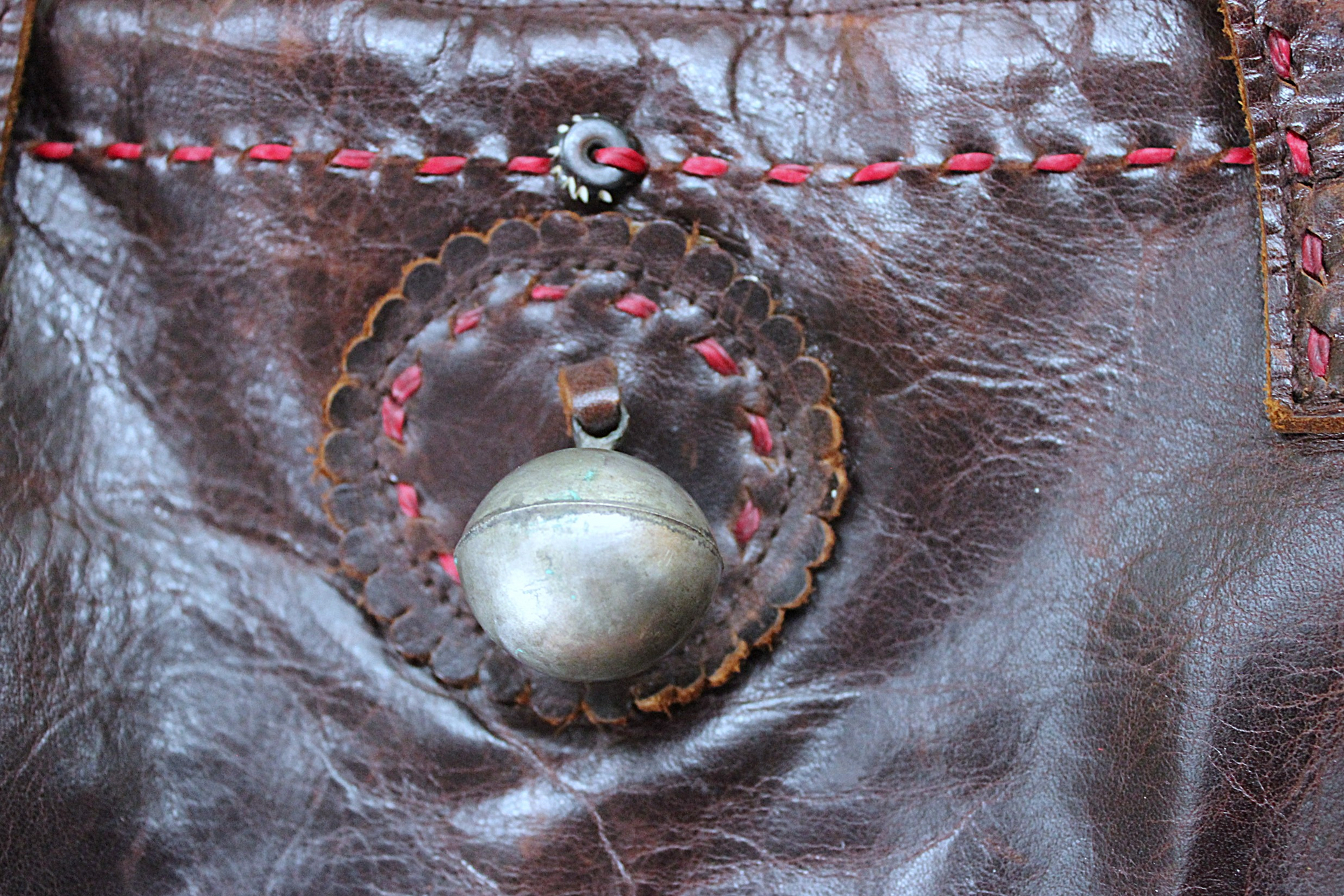 NEW! Vintage JP & Mattie Leather and Antique Applique Textile Bag 