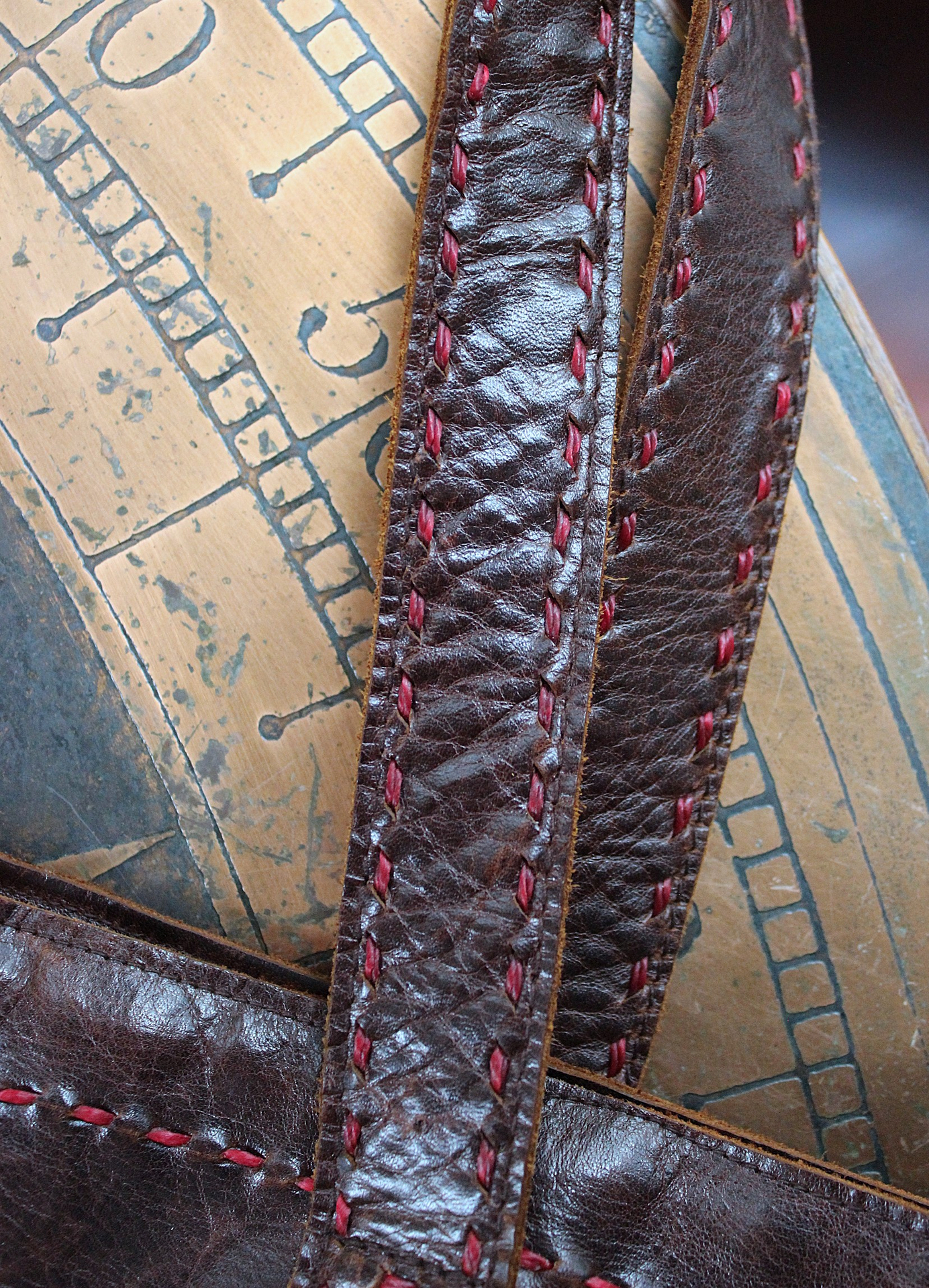 NEW! Vintage JP & Mattie Leather and Antique Applique Textile Bag 