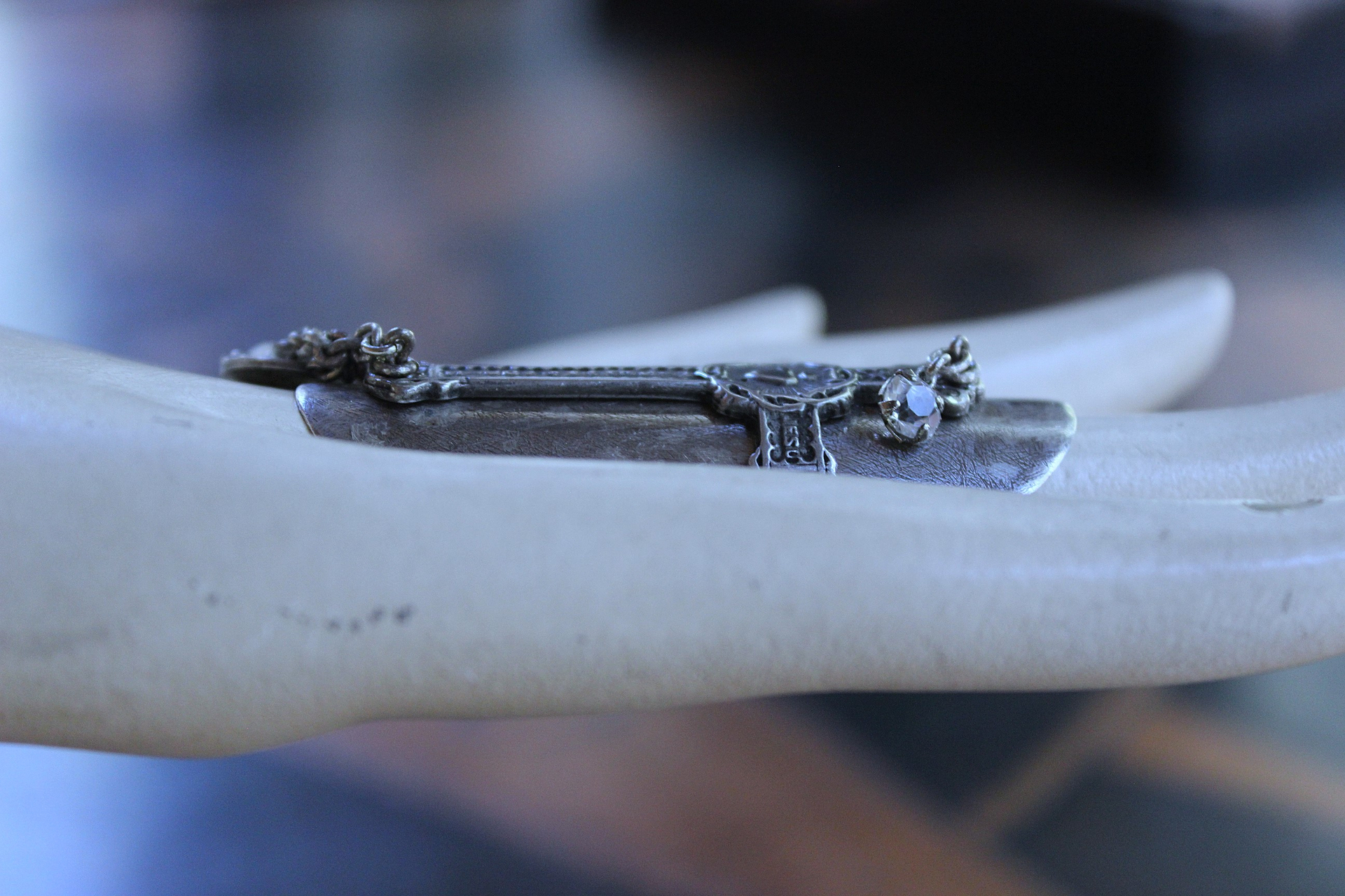 NEW! Unique Wide Sterling Ring with Antique French Medals, Crosses & Tiny Faceted Rock Crystals - size 7 1/4