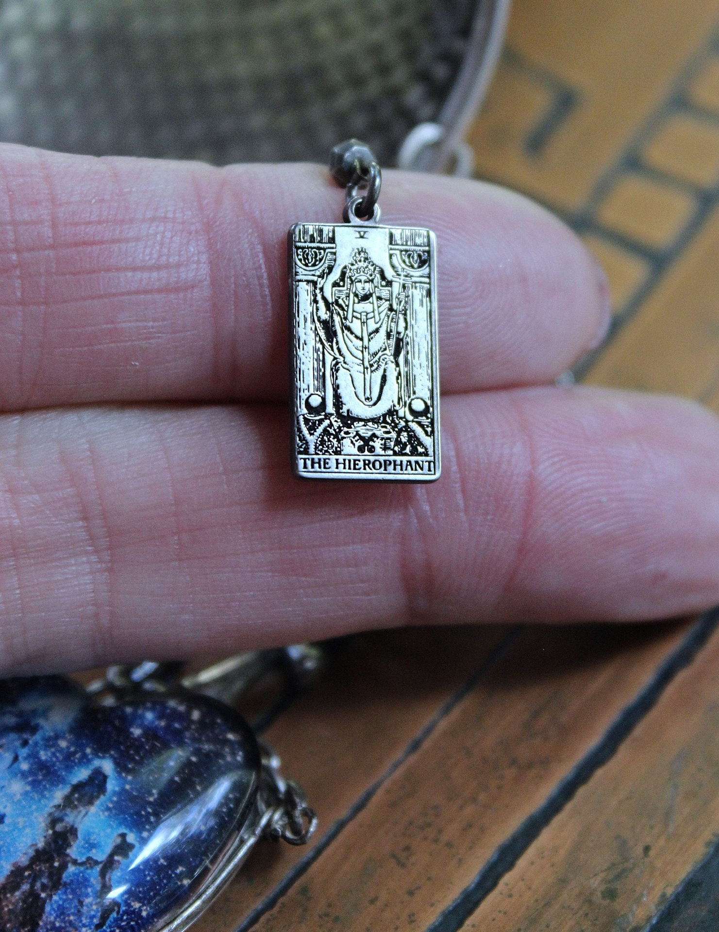 NEW! The Heirophant Wide Sterling Weave Cuff Bracelet with Heart Shaped Glass Pillars of Creation,Sterling Engraved Heirophant Medal, Sterling Stars & More!