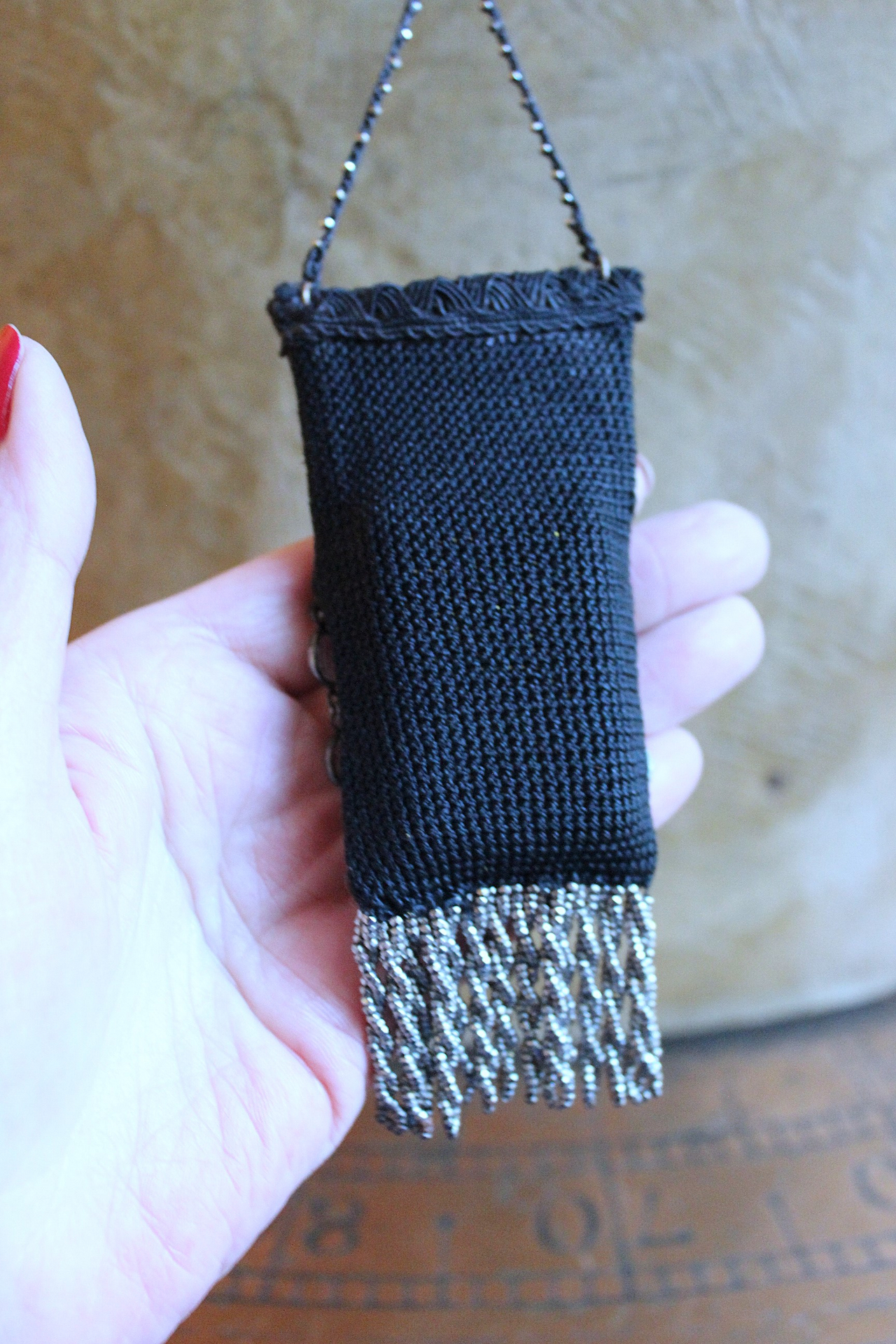 NEW! Antique Faceted Cut Steel Bead Blessing Bag Necklace with RARE Antique 1901 Bryce & Son Miniature Old & New Testament Bible w/Magnifying Case