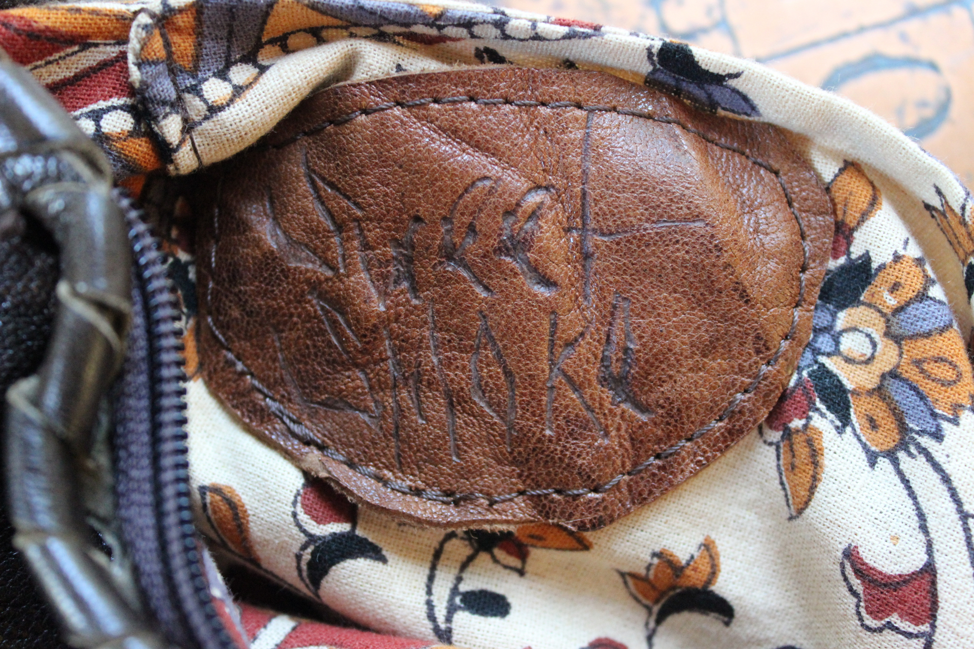 NEW! Rare Vintage Free Bird Sweet Smoke Leather Bag with Polished Agate, Fringe and Front Pocket