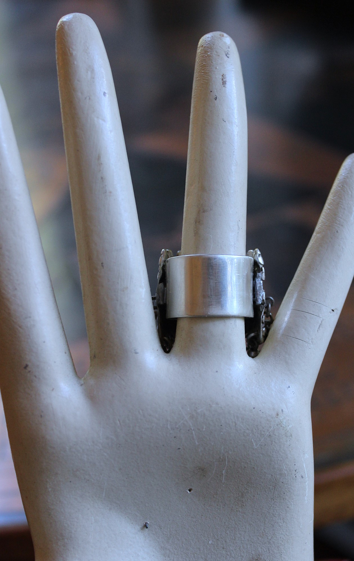 NEW! Be Like that to Me Ring with Antique Kuchi Gypsy Finding,Sterling Band,Sterling Moon,Star,Tiny Clear Rock Crystal Point & More!