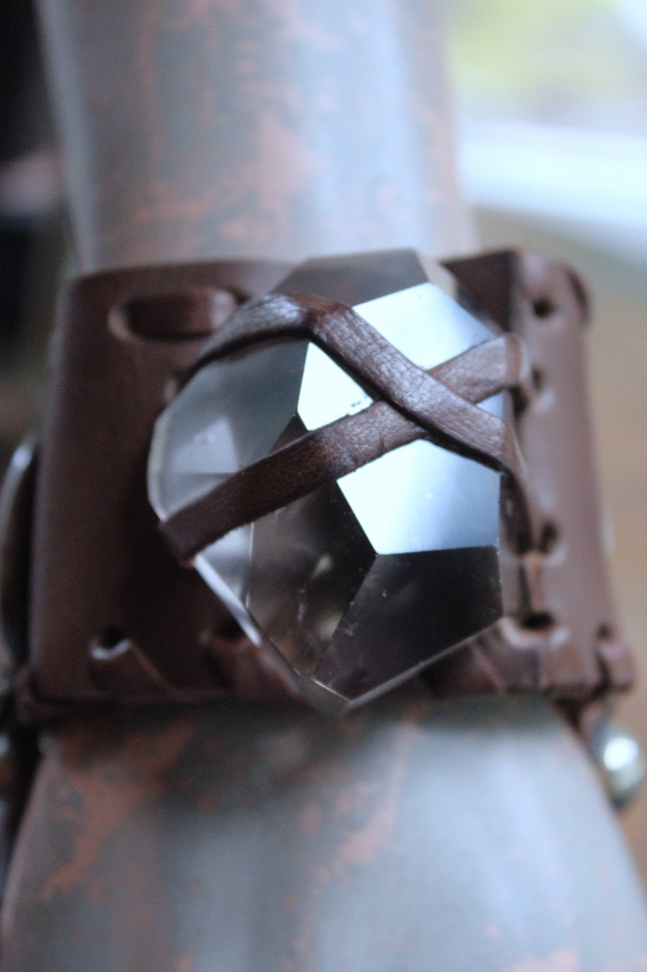 NEW! Free Form Smoky Quartz Cuff Bracelet with Jasperized Petrified Wood Beads, and Faceted Smoky Quartz Gemstone